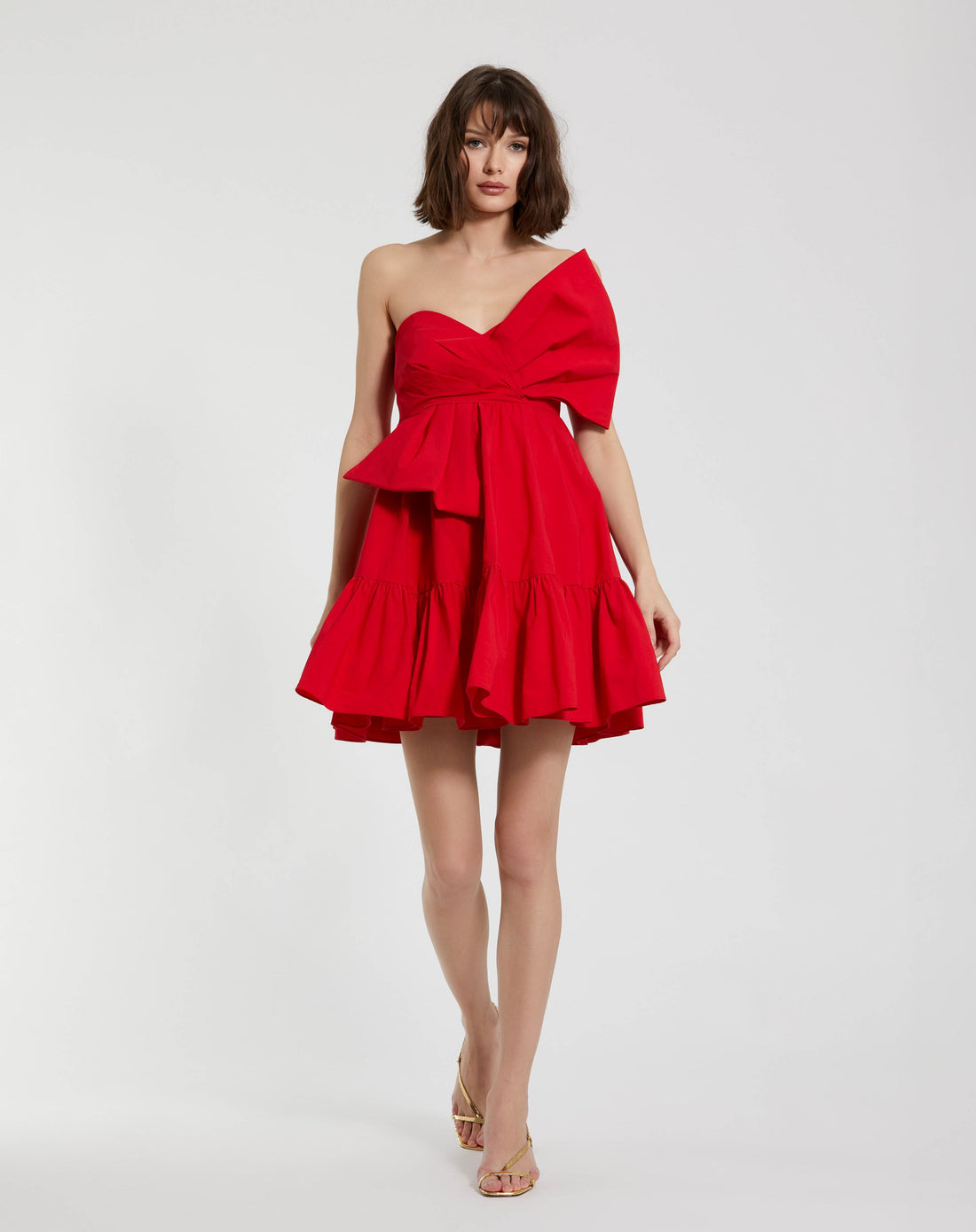 Faille Strapless Twist Bow Mini Dress