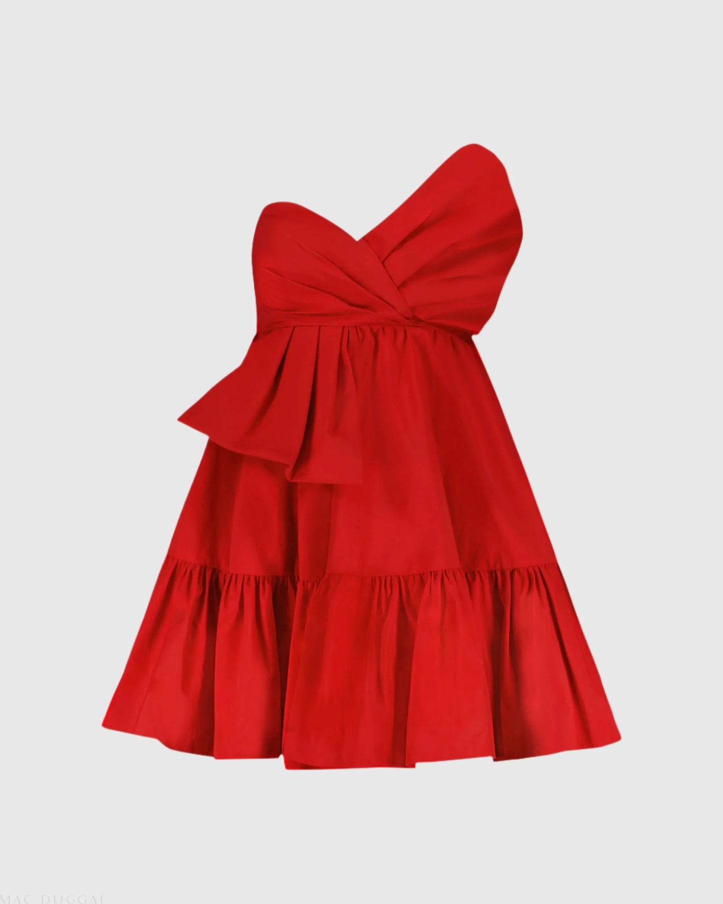 Red Faille Strapless Twist Bow Mini Dress - Mac Duggal