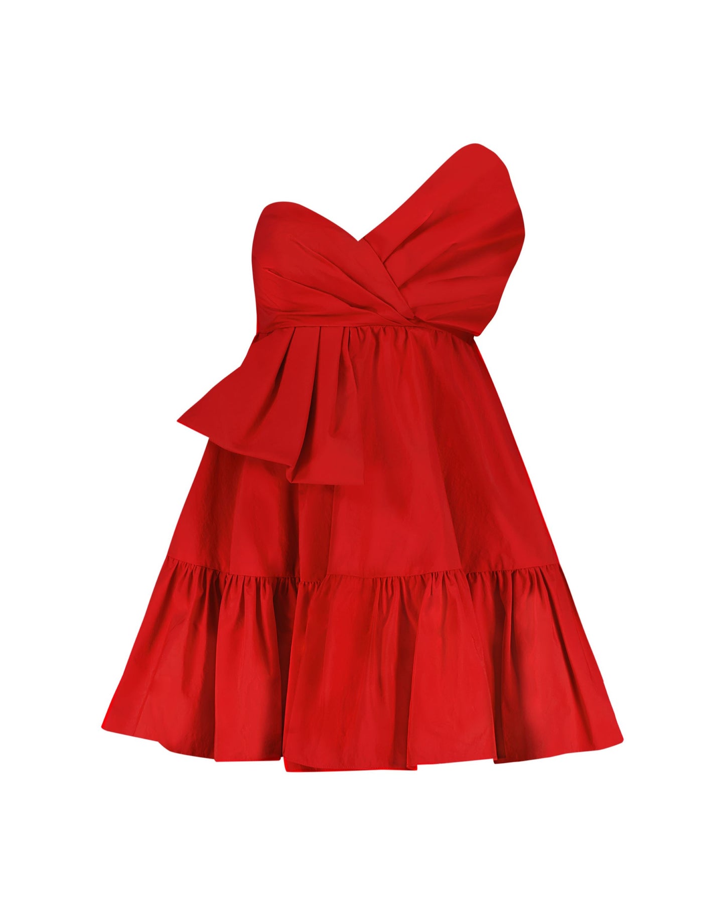 Faille Strapless Twist Bow Mini Dress