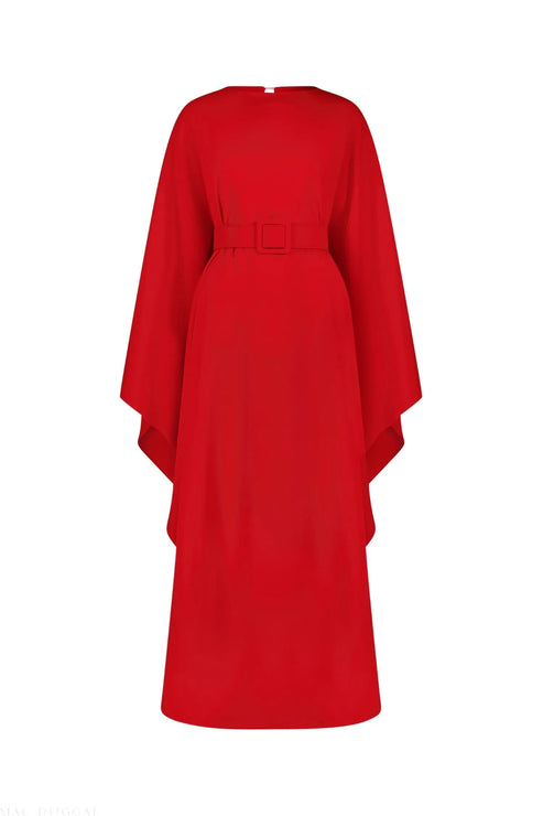 Crepe Boat Neck Caftan Maxi Dress With Belt main image 0