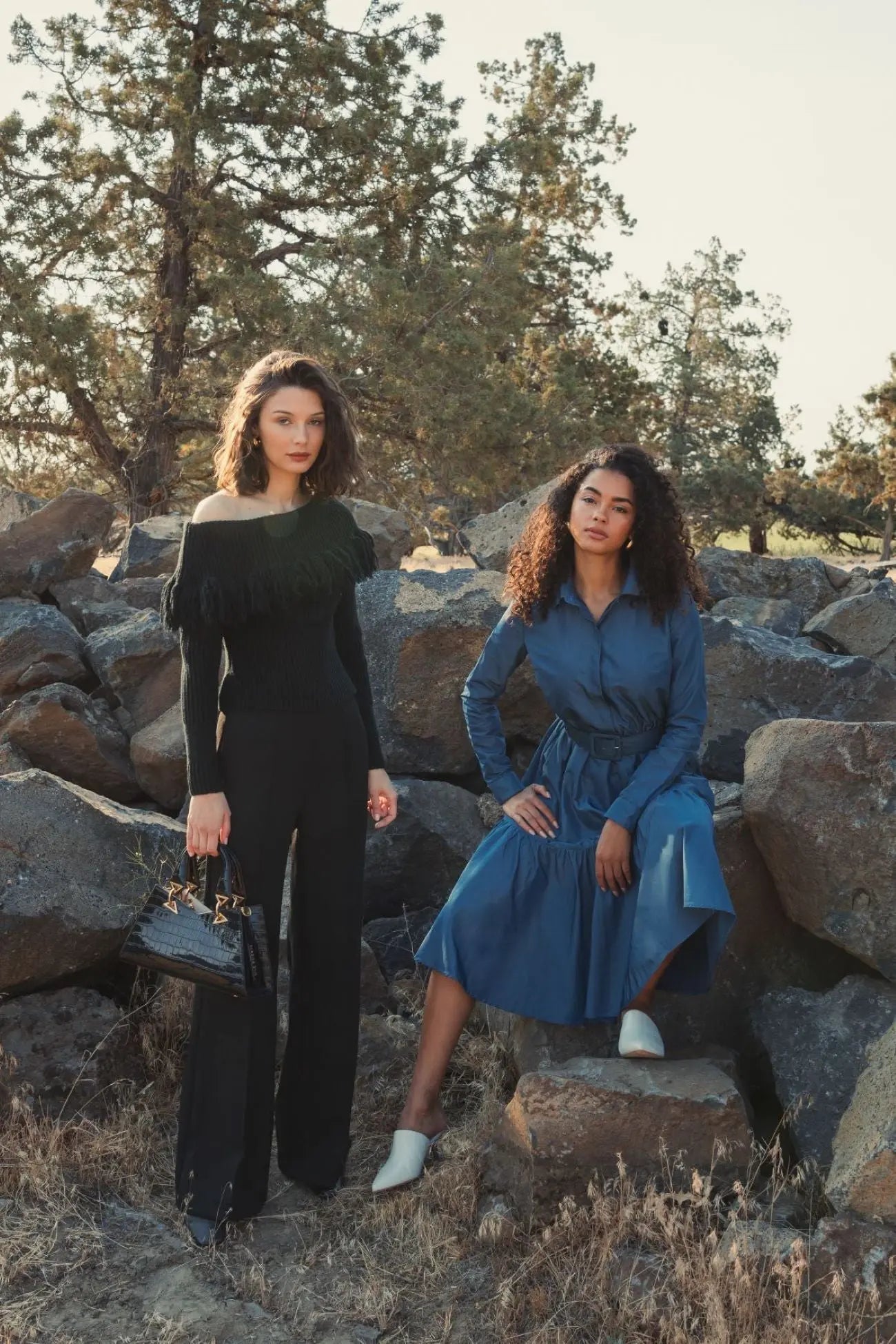 Off The Shoulder Fringe Knit Sweater - FINAL SALE - Mac Duggal