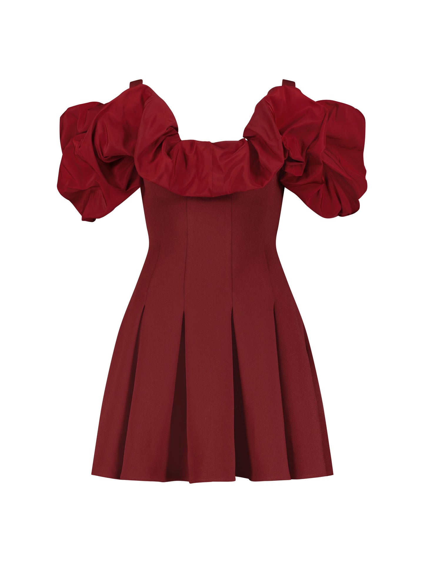 Crepe Godet Hem Mini Dress With Faille Ruffle