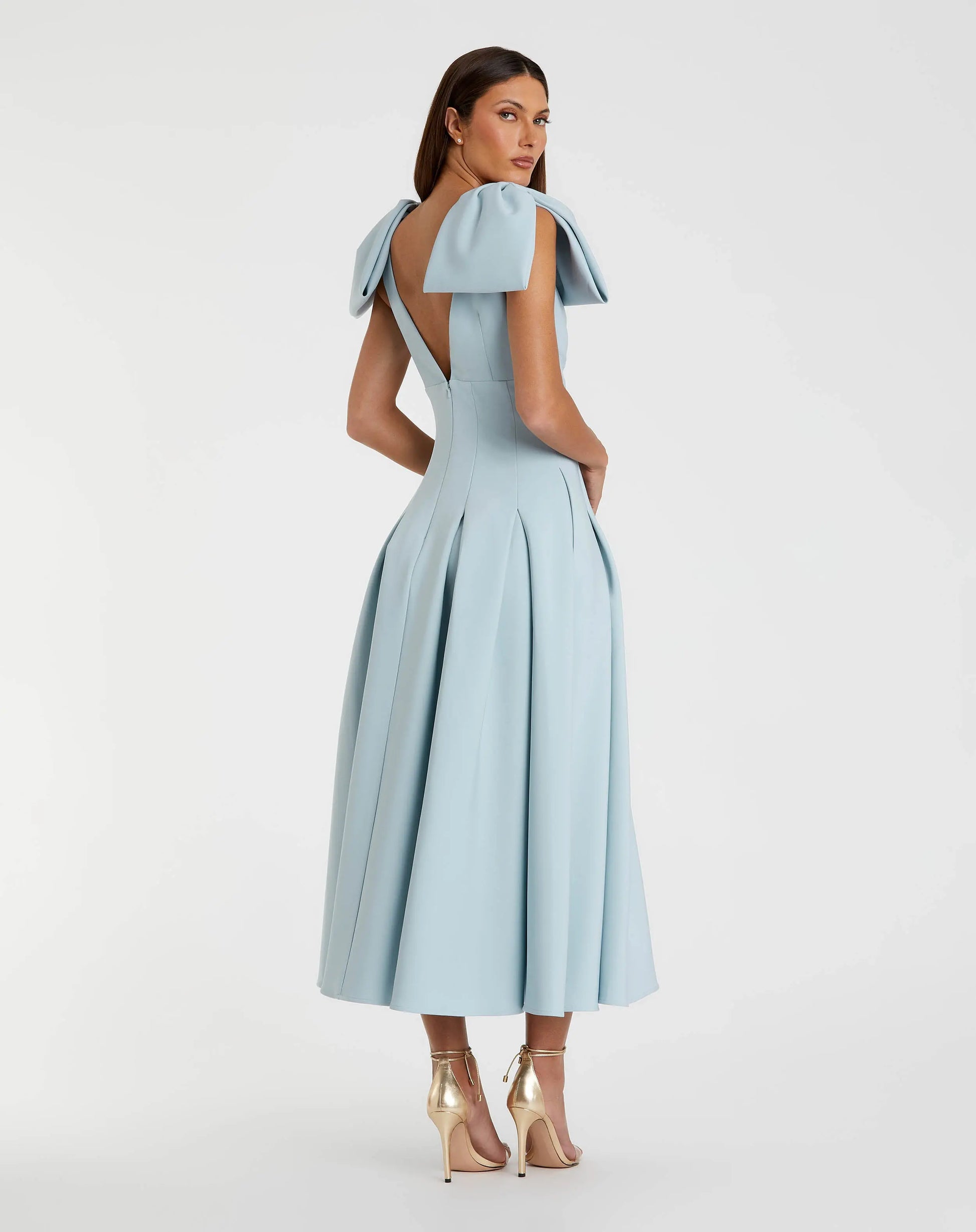 ice blue midi dress Ice Blue Mixed-Media Michaela Midi Dress