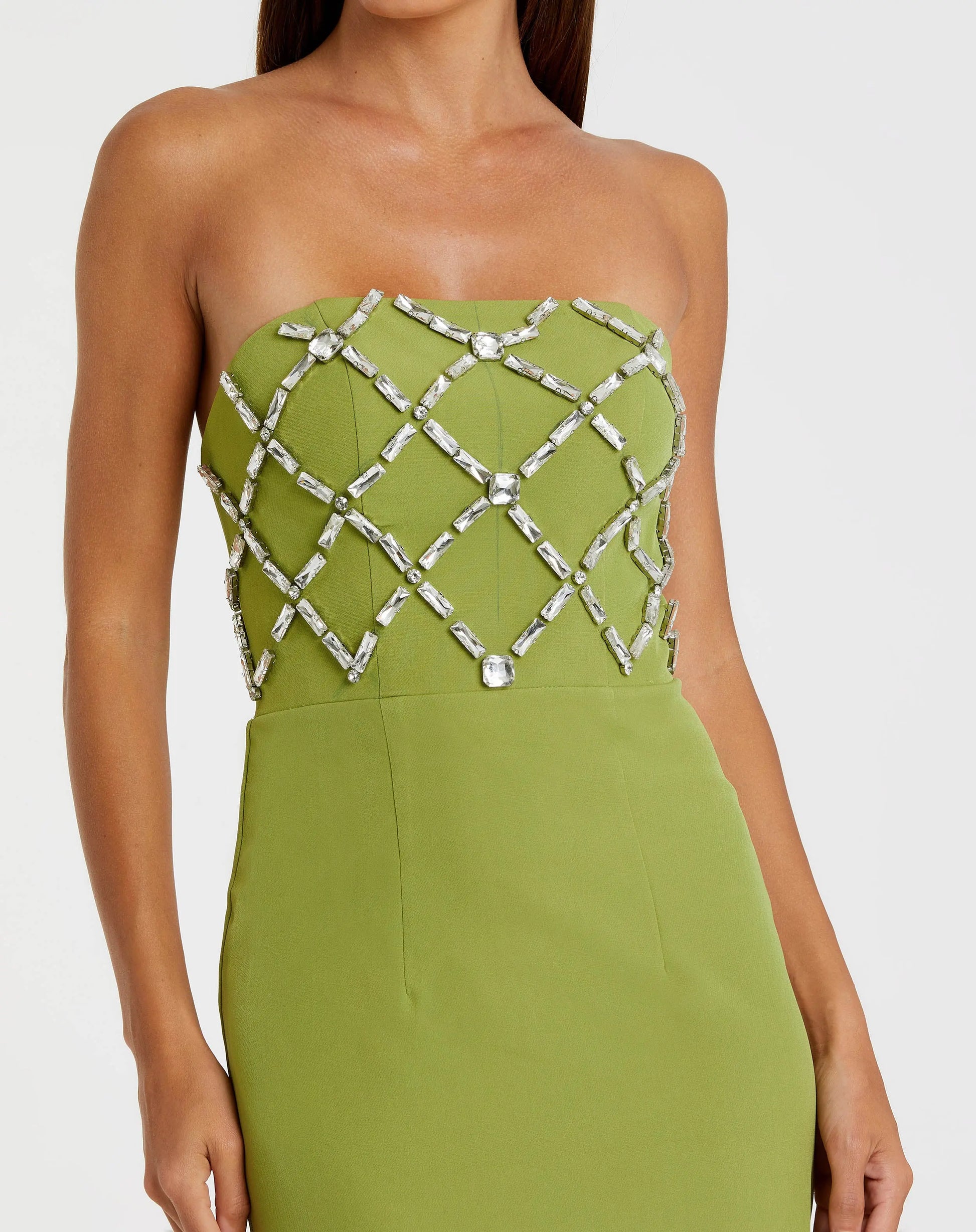Mac Duggal Strapless Beaded Bodice Ankle Dress, Womens, 6, Apple Green Mac Duggal Strapless Beaded Bodice Ankle Dress, Womens, 6, Apple Green