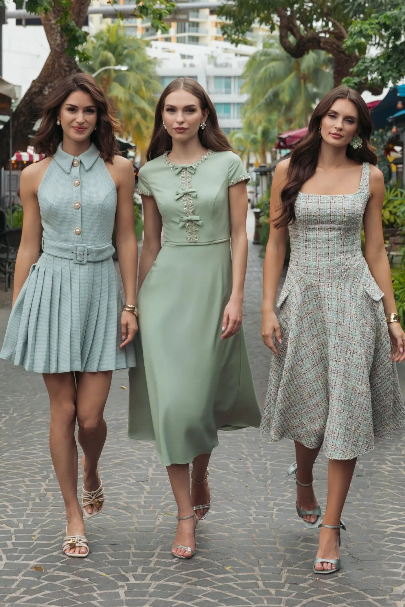 Multicolor Sleeveless Drop Waist Boucle Midi Dress - Ieena for Mac Duggal