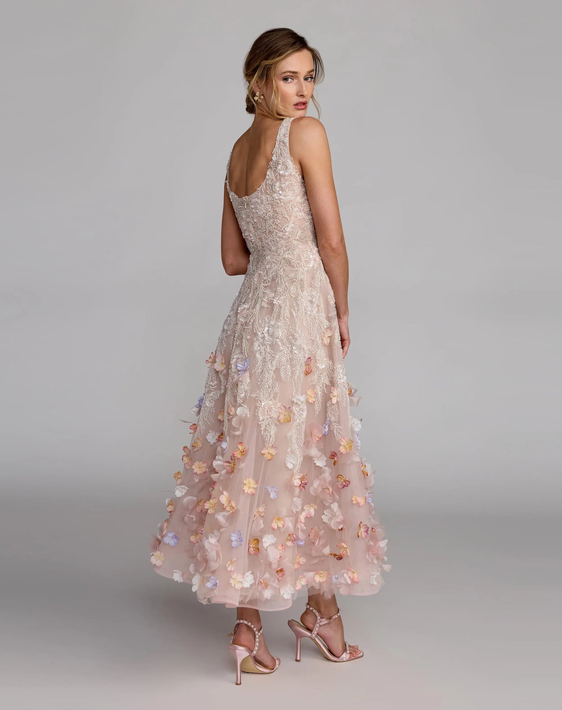 sequin floral tulle cocktail dress mac duggal Floral Embellished Lace A-Line Cocktail Dress