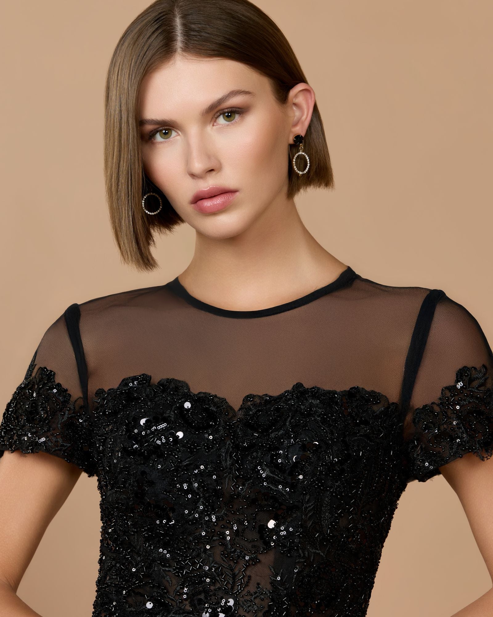 Black Embellished High Neck Gown With Tiered Ruffle Skirt - Mac Duggal
