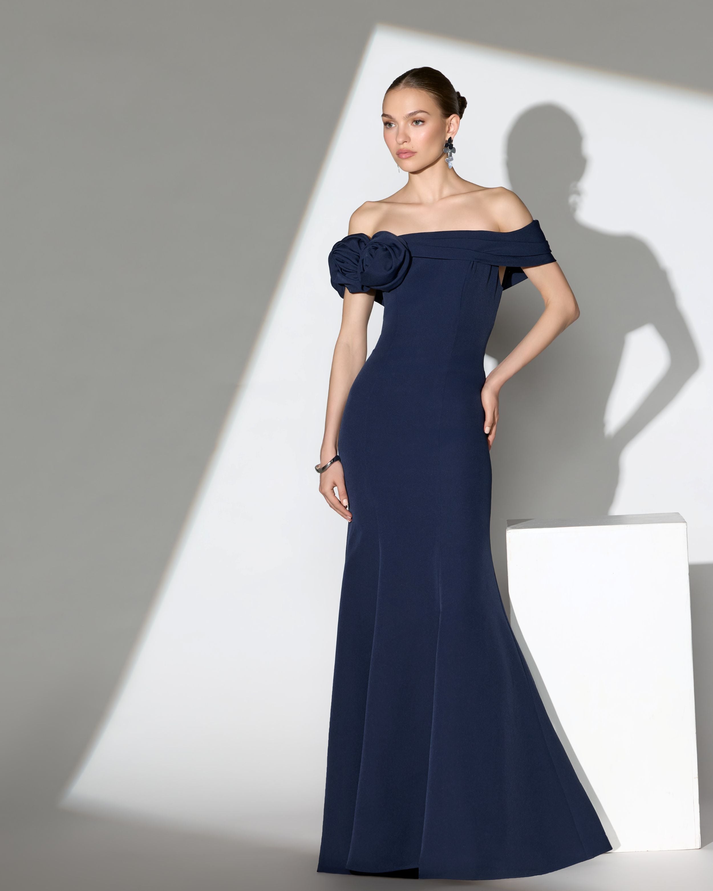 navy blue off the shoulder mermaid dress Crepe Gown short sleeves Length Emilio Pucci Purple/Black Rayon Size:US 10 / EU 41 T-Shirt