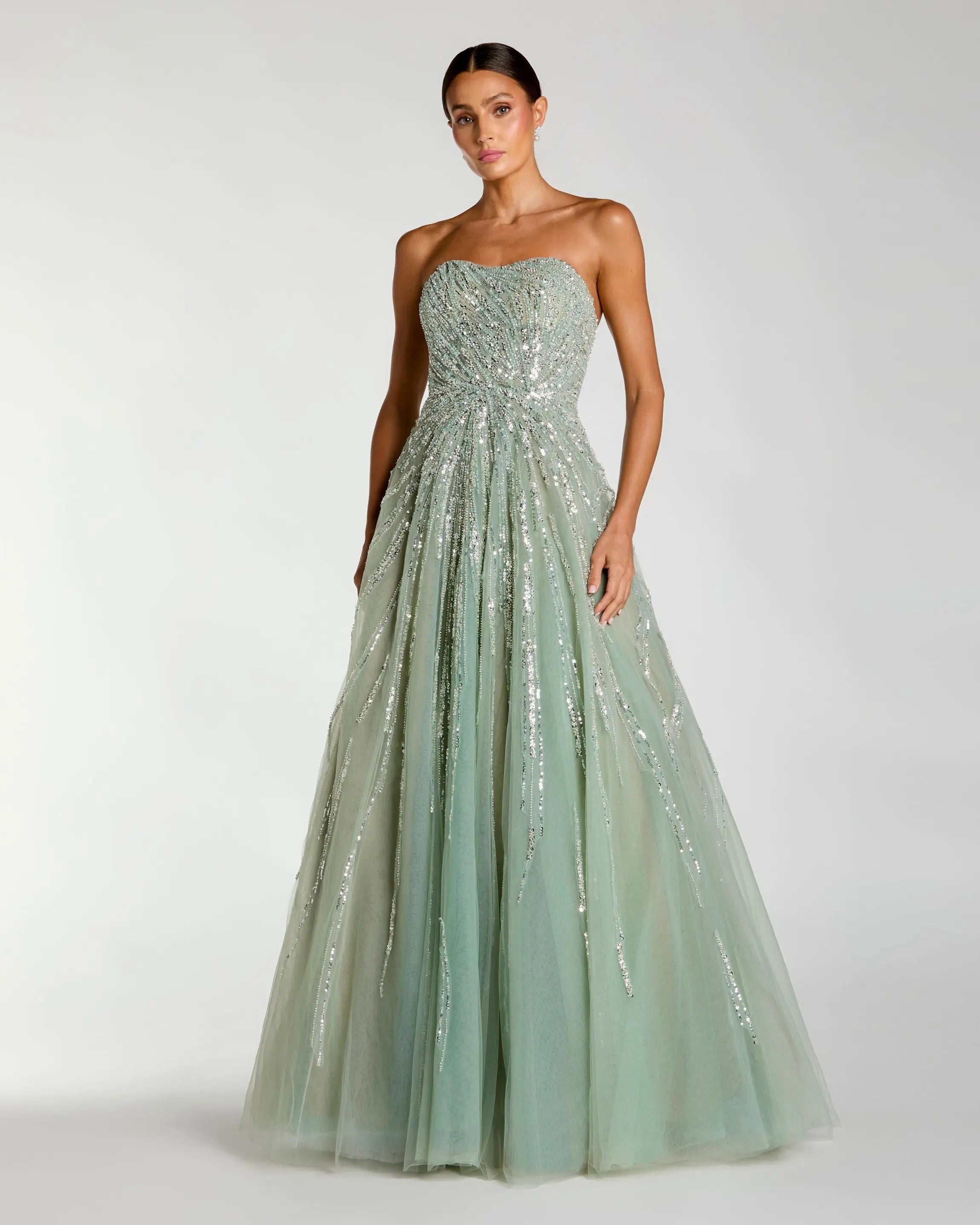 Green Embellished Strapless Sweetheart Ball Gown - Mac Duggal
