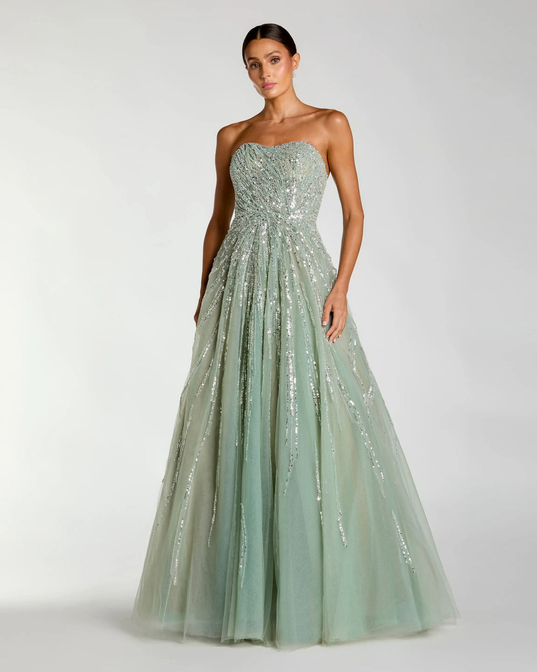 Green Embellished Strapless Sweetheart Ball Gown - Mac Duggal