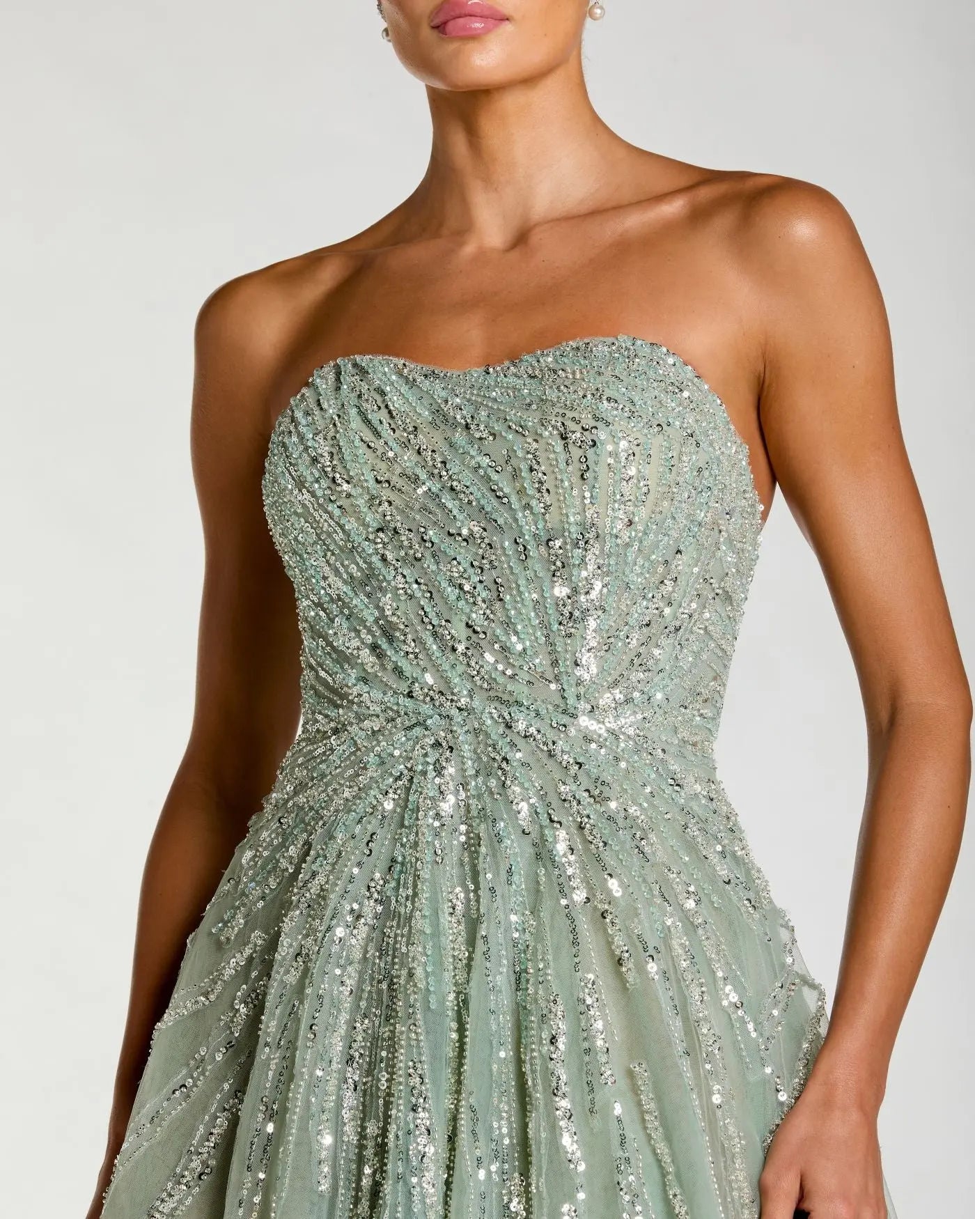 Green Embellished Strapless Sweetheart Ball Gown - Mac Duggal