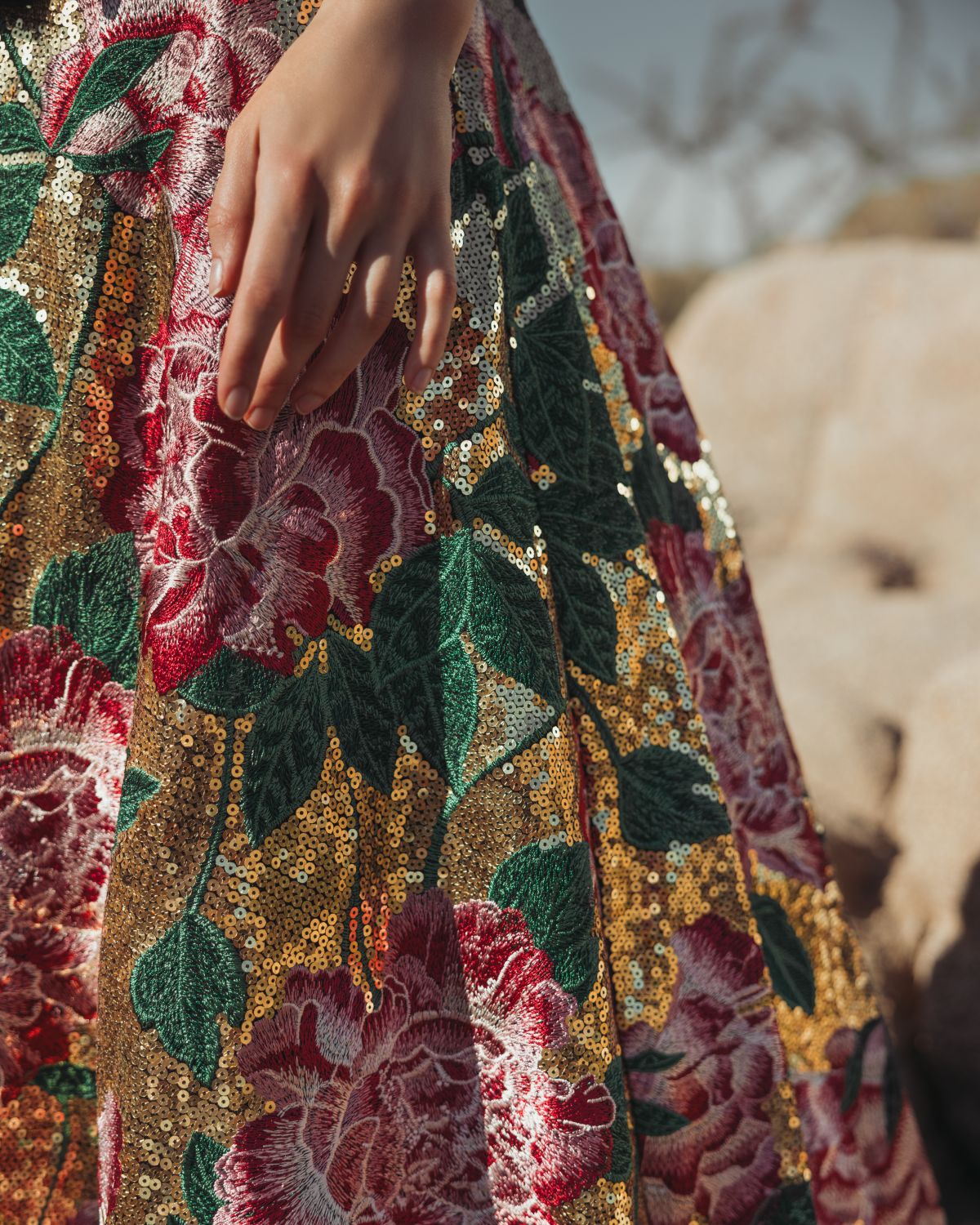 Multicolor One Shoulder Sequin Ballgown With Velvet Bow - Mac Duggal