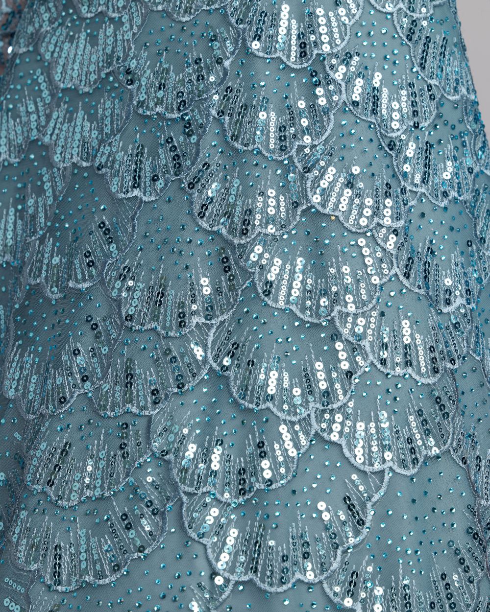 Blue Embellished Floral Appliqué Ball Gown Mac Duggal