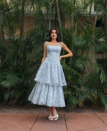Floral Brocade Strapless A Line Midi Dress - Mac Duggal Floral Brocade Strapless A Line Midi Dress - Mac Duggal