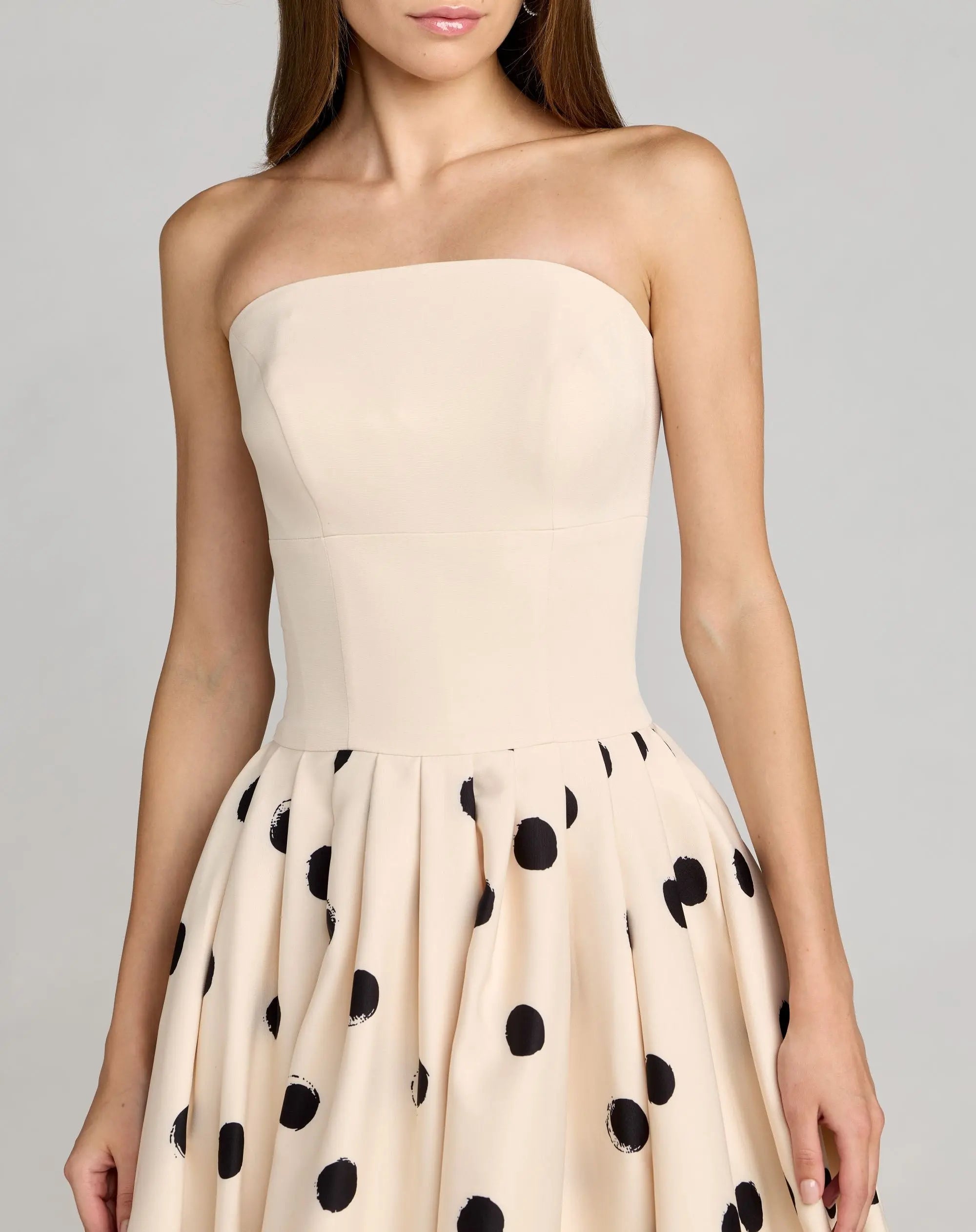 Mac Duggal Women's Polka Dot Crepe Strapless Midi-Dress - Ecru Multi