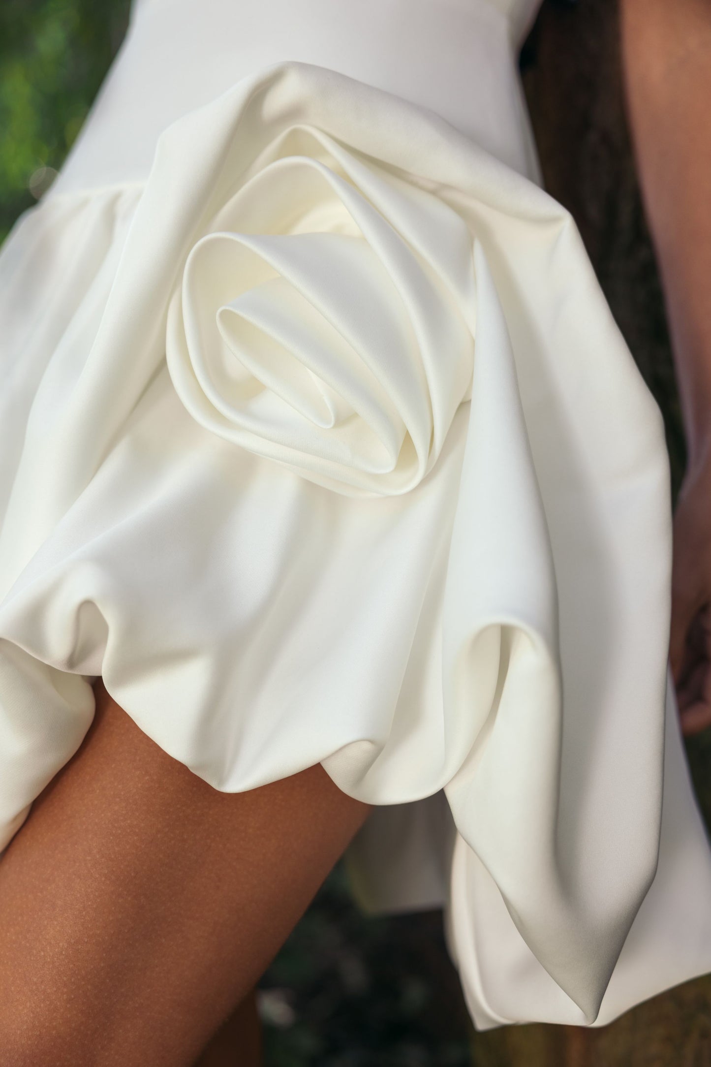 White Sleeveless Satin Bubble Hem Mini Dress - Ieena for Mac Duggal