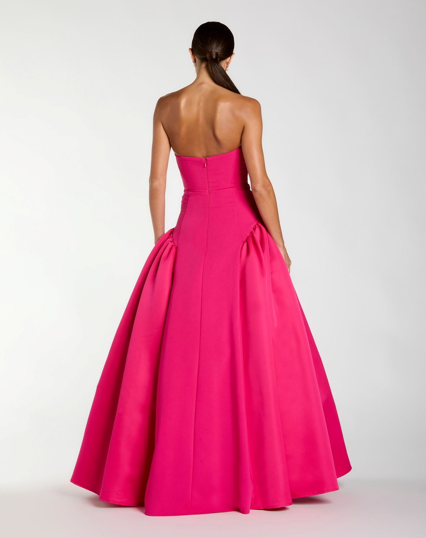 Pink Strapless Sweetheart Crepe Gown with Satin Skirt - Ieena for Mac Duggal