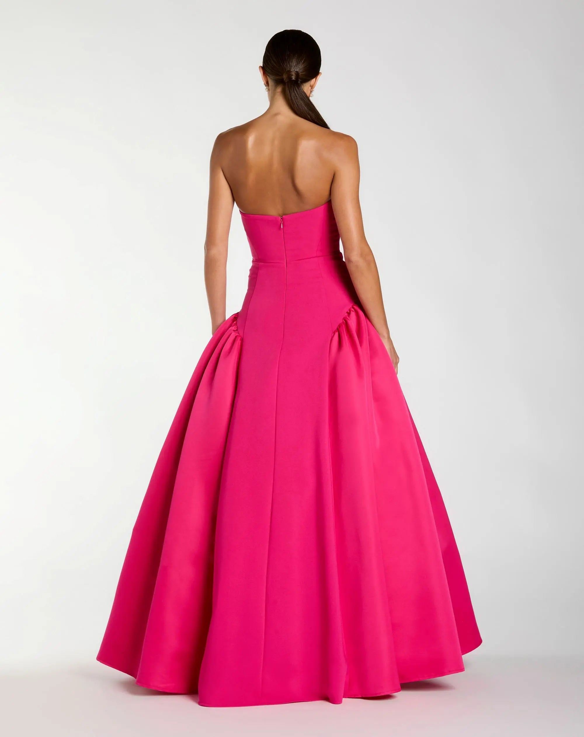 Pink Strapless Sweetheart Crepe Gown with Satin Skirt - Ieena for Mac Duggal
