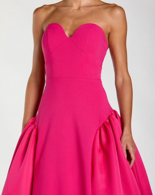Pink Strapless Sweetheart Crepe Gown with Satin Skirt - Ieena for Mac Duggal