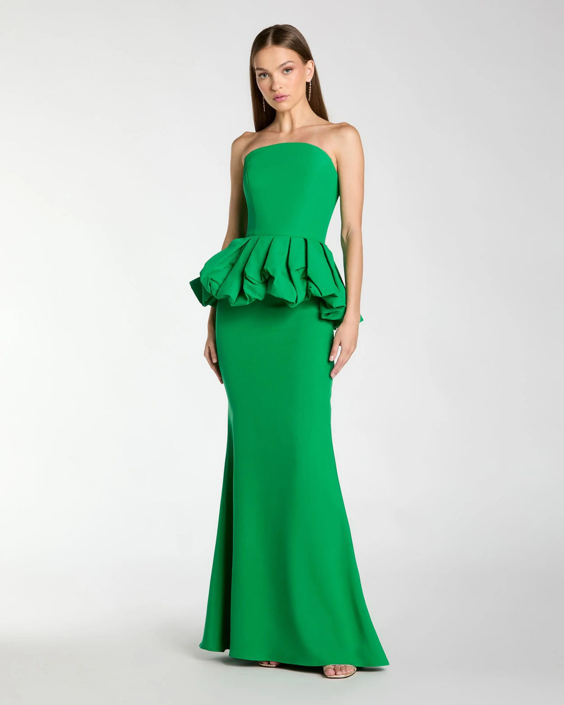 Green Strapless Peplum Trumpet Gown Ieena for Mac Duggal