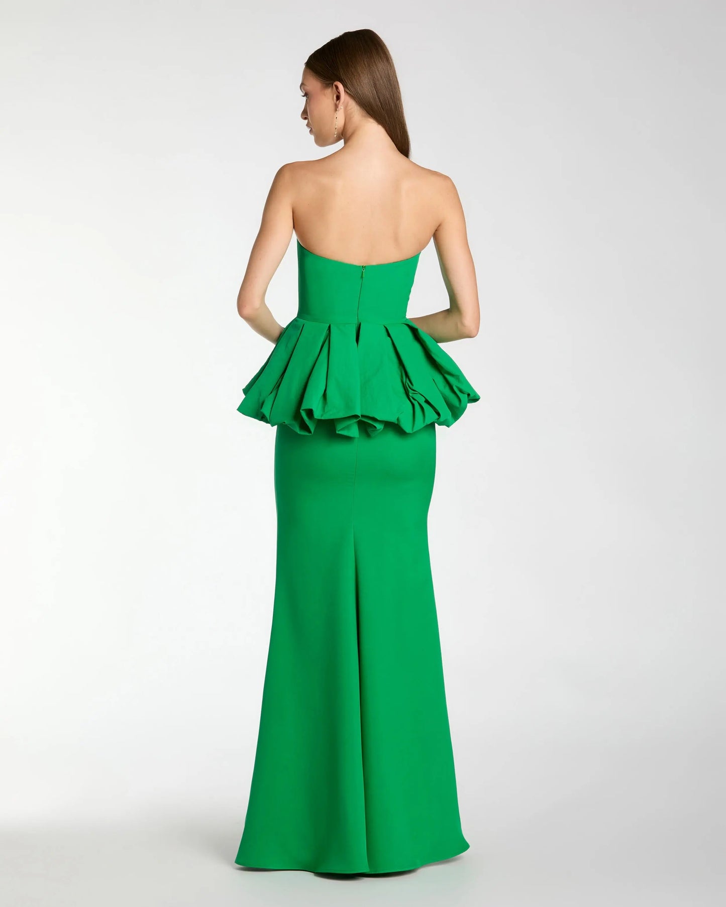 Green Strapless Peplum Trumpet Gown Ieena for Mac Duggal