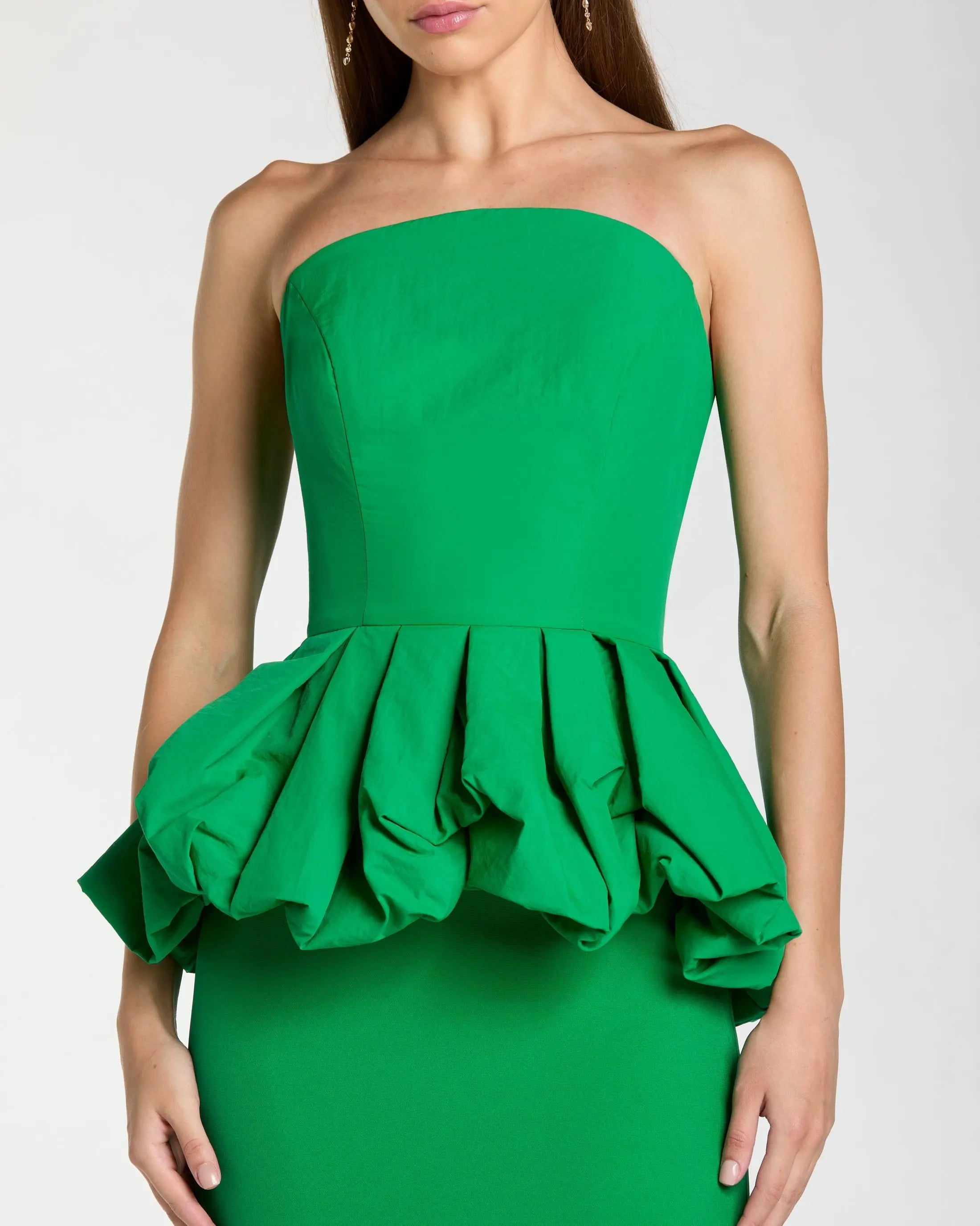 Green Strapless Peplum Trumpet Gown Ieena for Mac Duggal