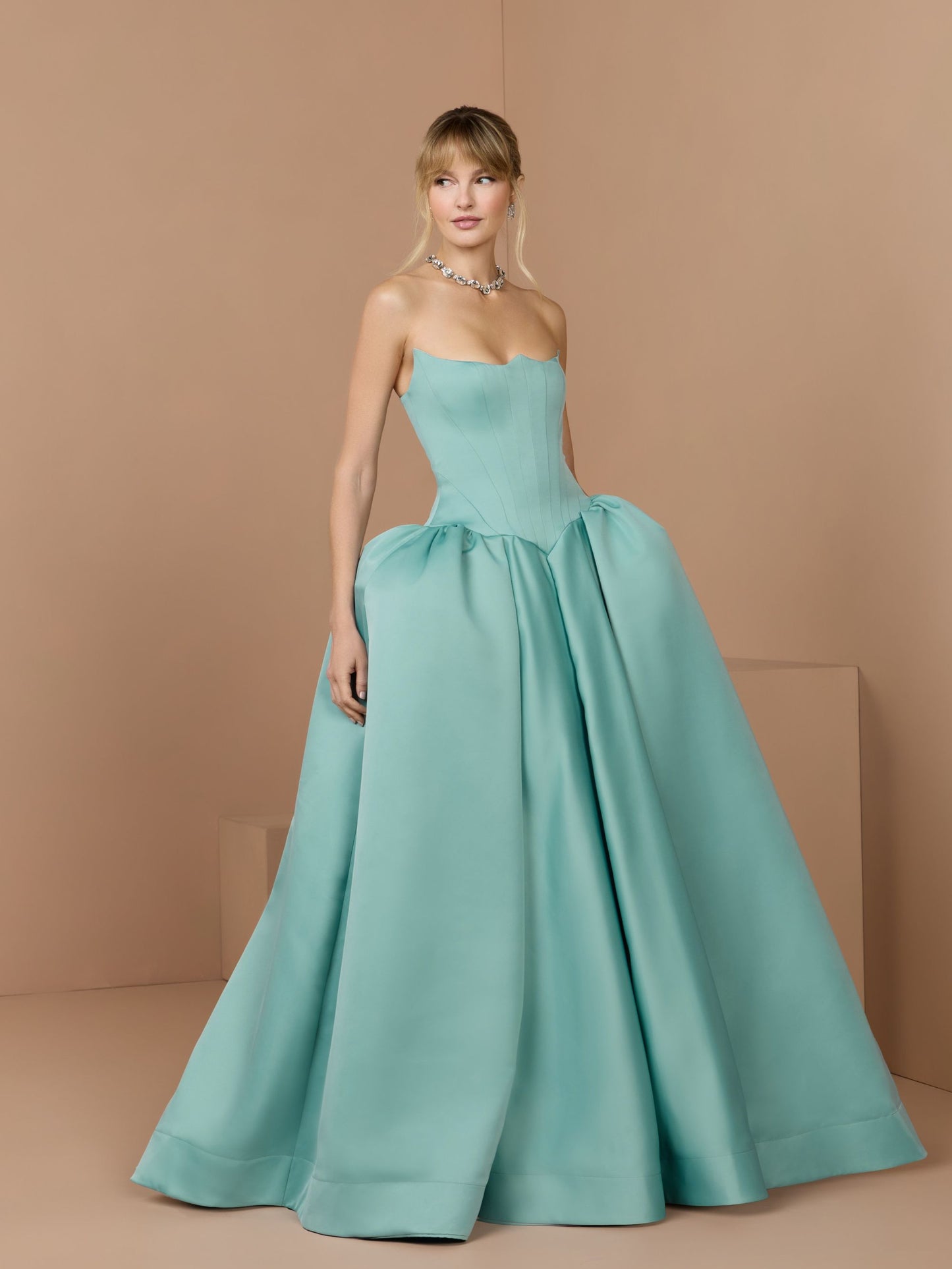 Strapless Satin Corset Ball Gown