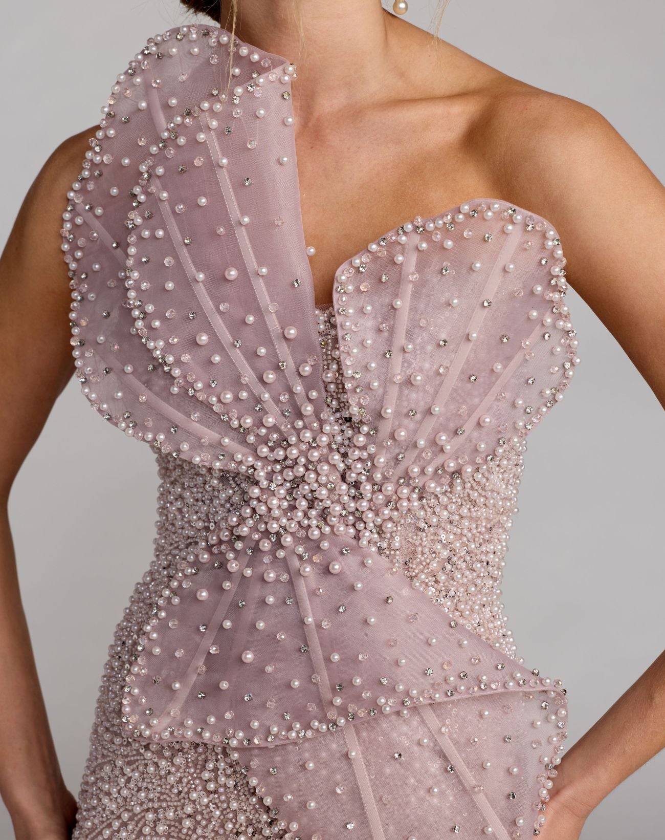 Purple Strapless Embellished Column Gown With 3D Petals - Mac Duggal