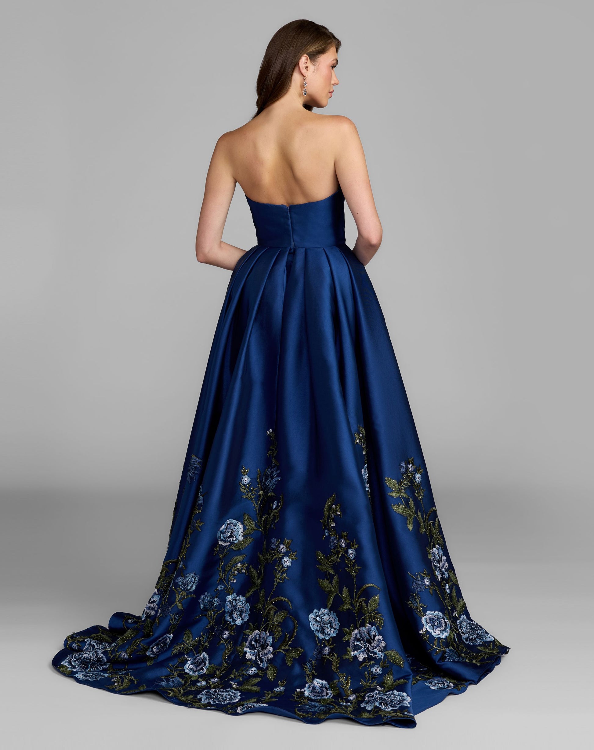 Mac Duggal Embroidered Mikado Strapless Gown, Midnight M, Women's, 10