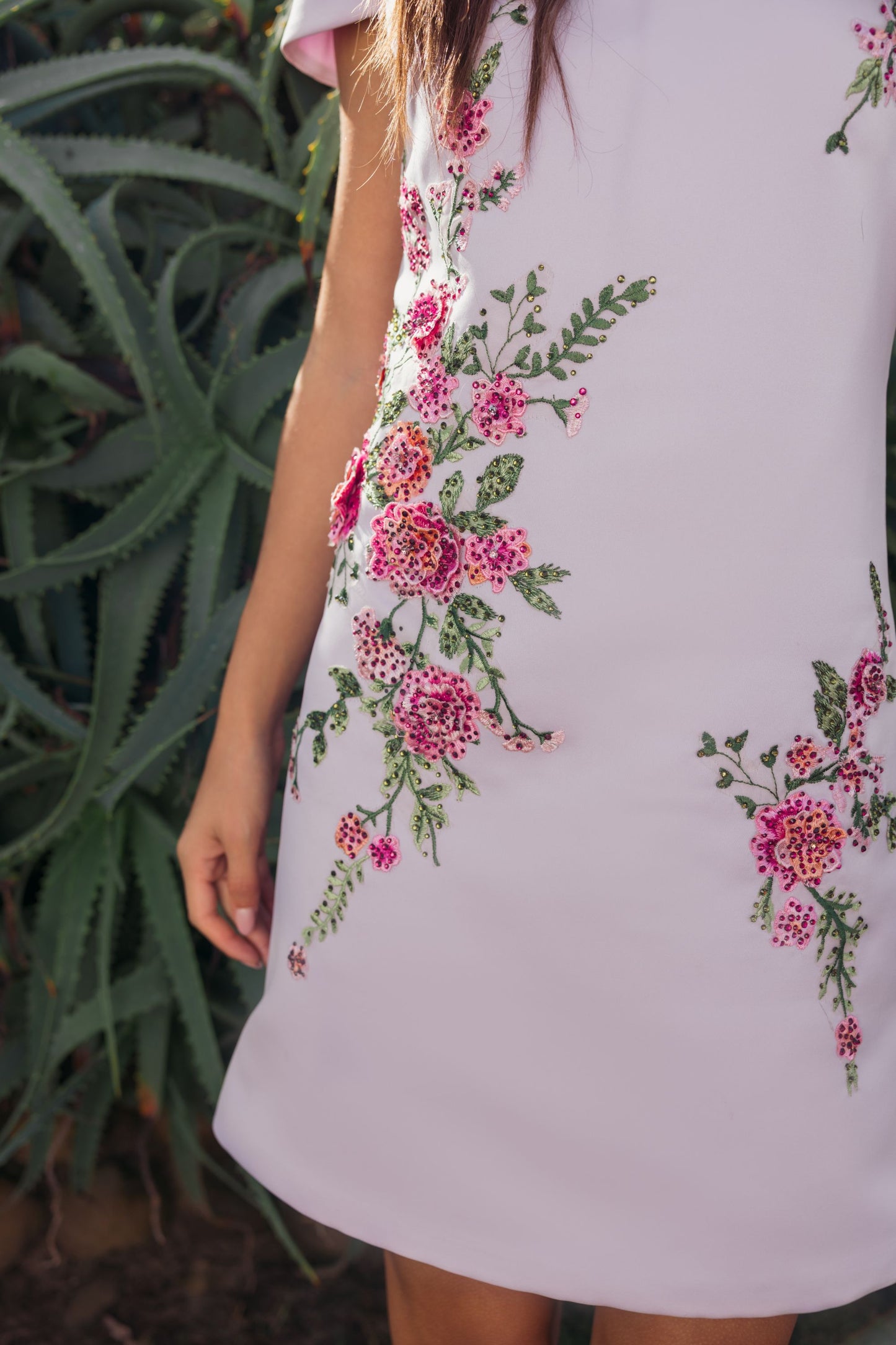 Purple Cap Sleeve Embroidered Satin Mini Dress - Mac Duggal