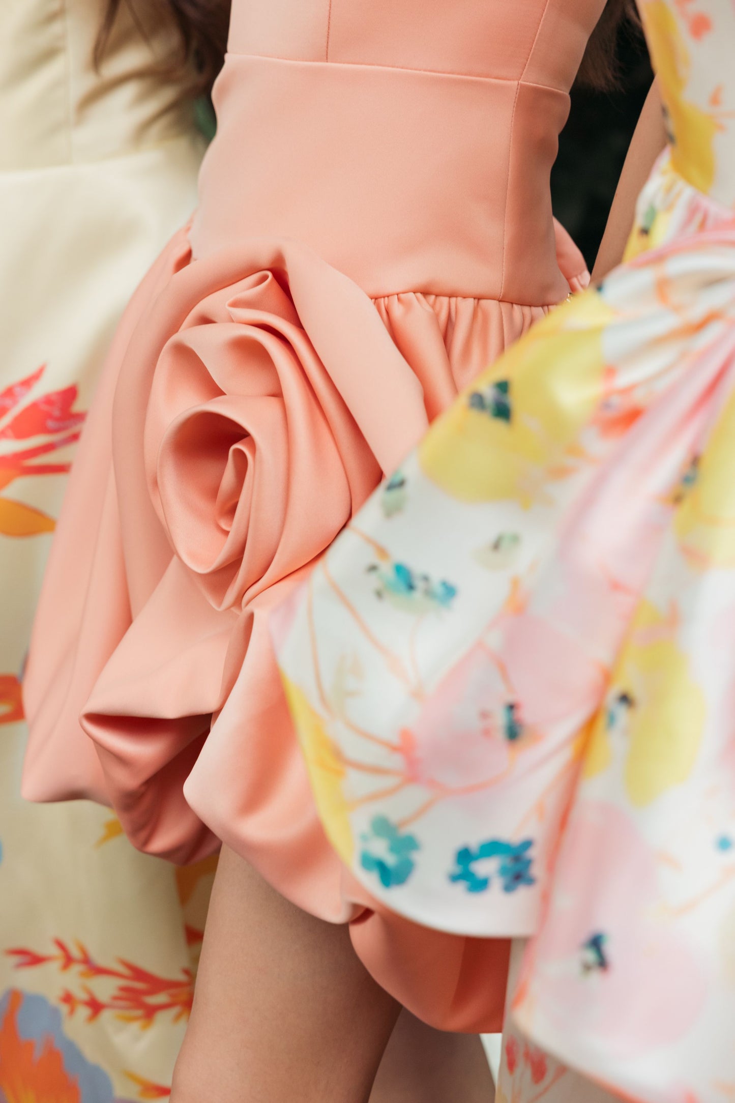 Peach Sleeveless Satin Bubble Hem Mini Dress - Ieena for Mac Duggal