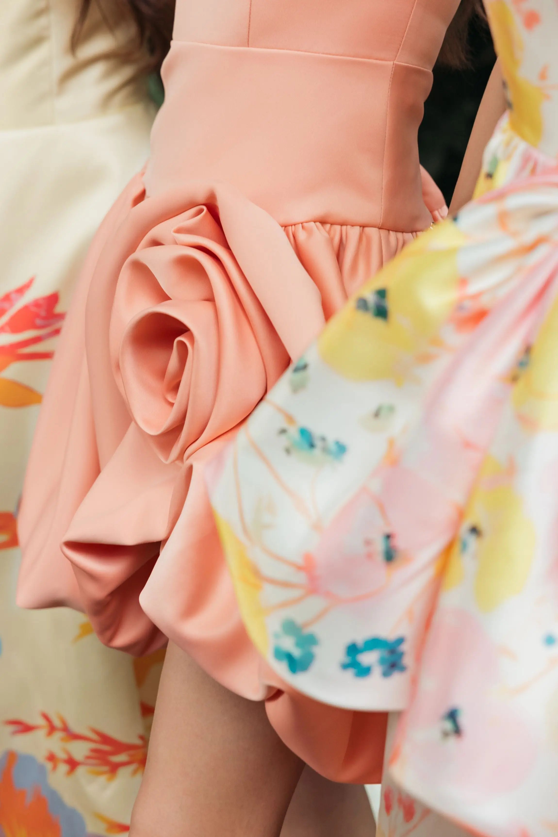 Peach Sleeveless Satin Bubble Hem Mini Dress - Ieena for Mac Duggal