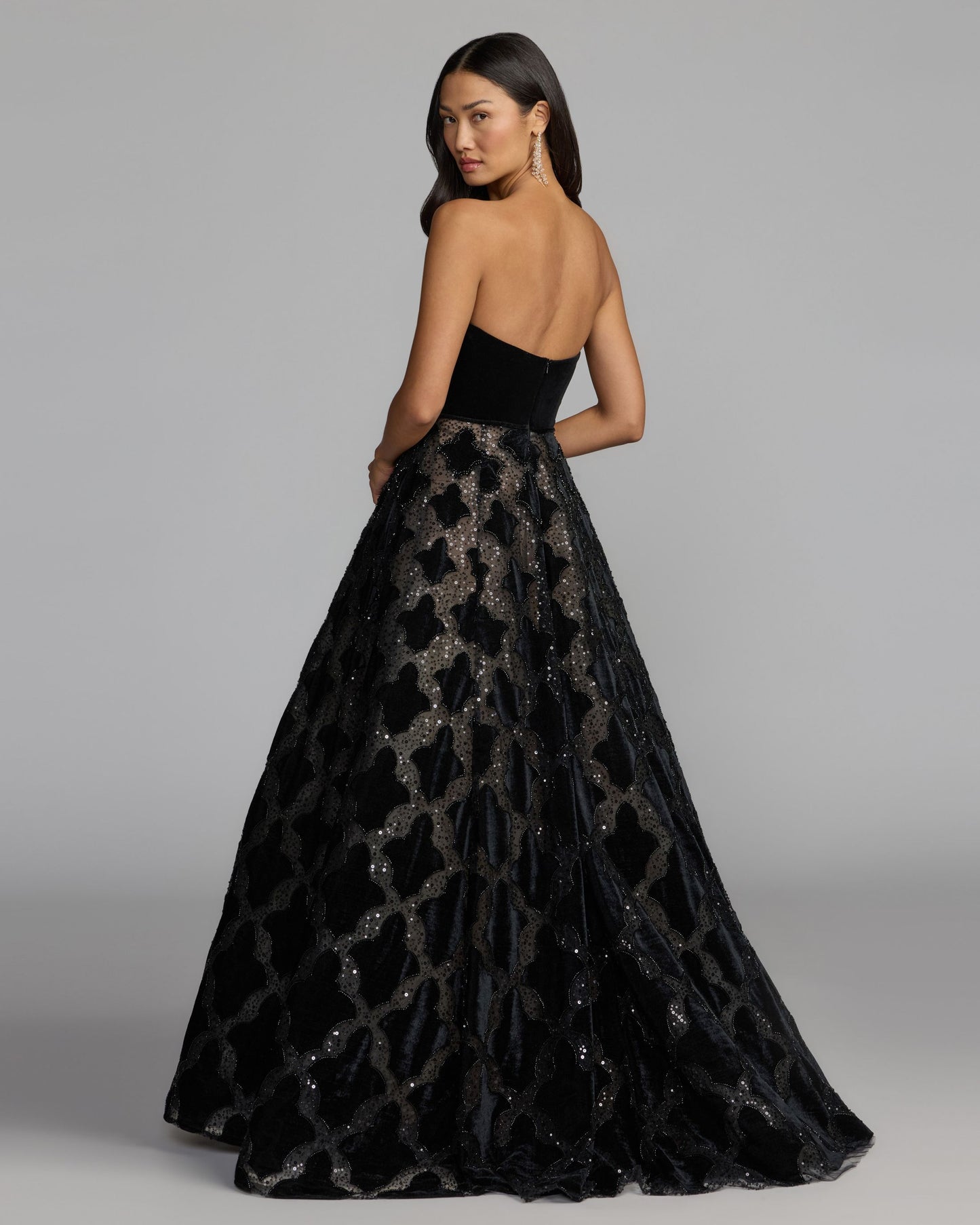 Black Velvet Strapless Ball Gown Mac Duggal