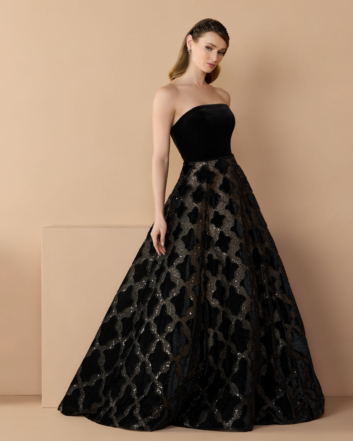 Black Velvet Strapless Ball Gown Mac Duggal