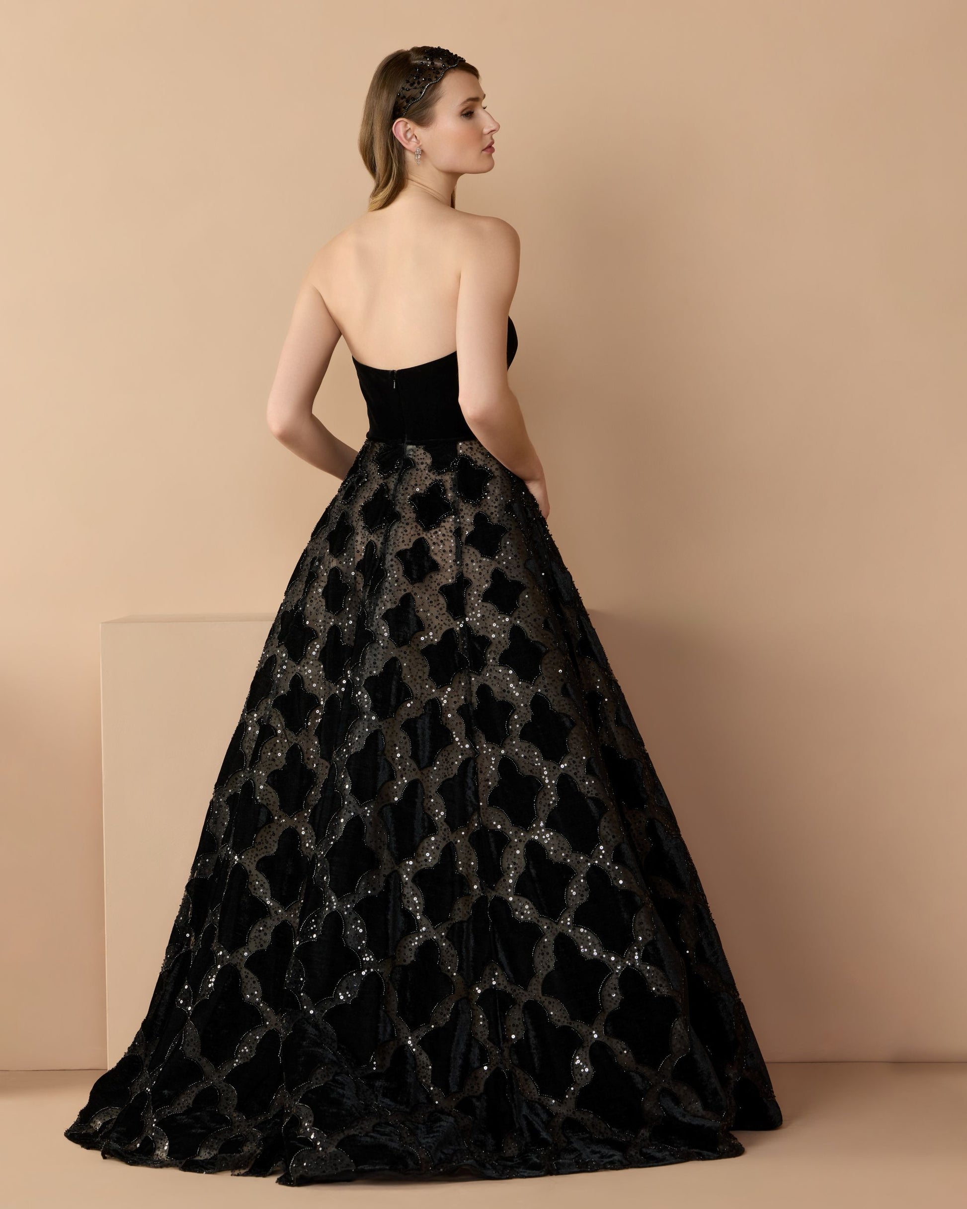 Black Velvet Strapless Ball Gown Mac Duggal
