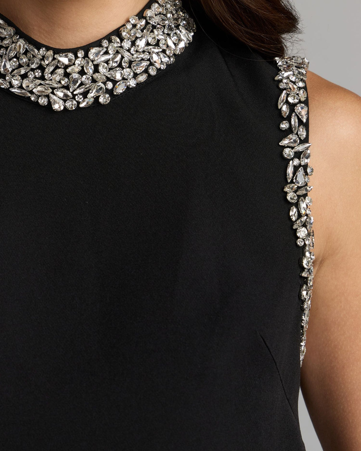 Black Embellished Mock Neck Mini Dress Mac Duggal