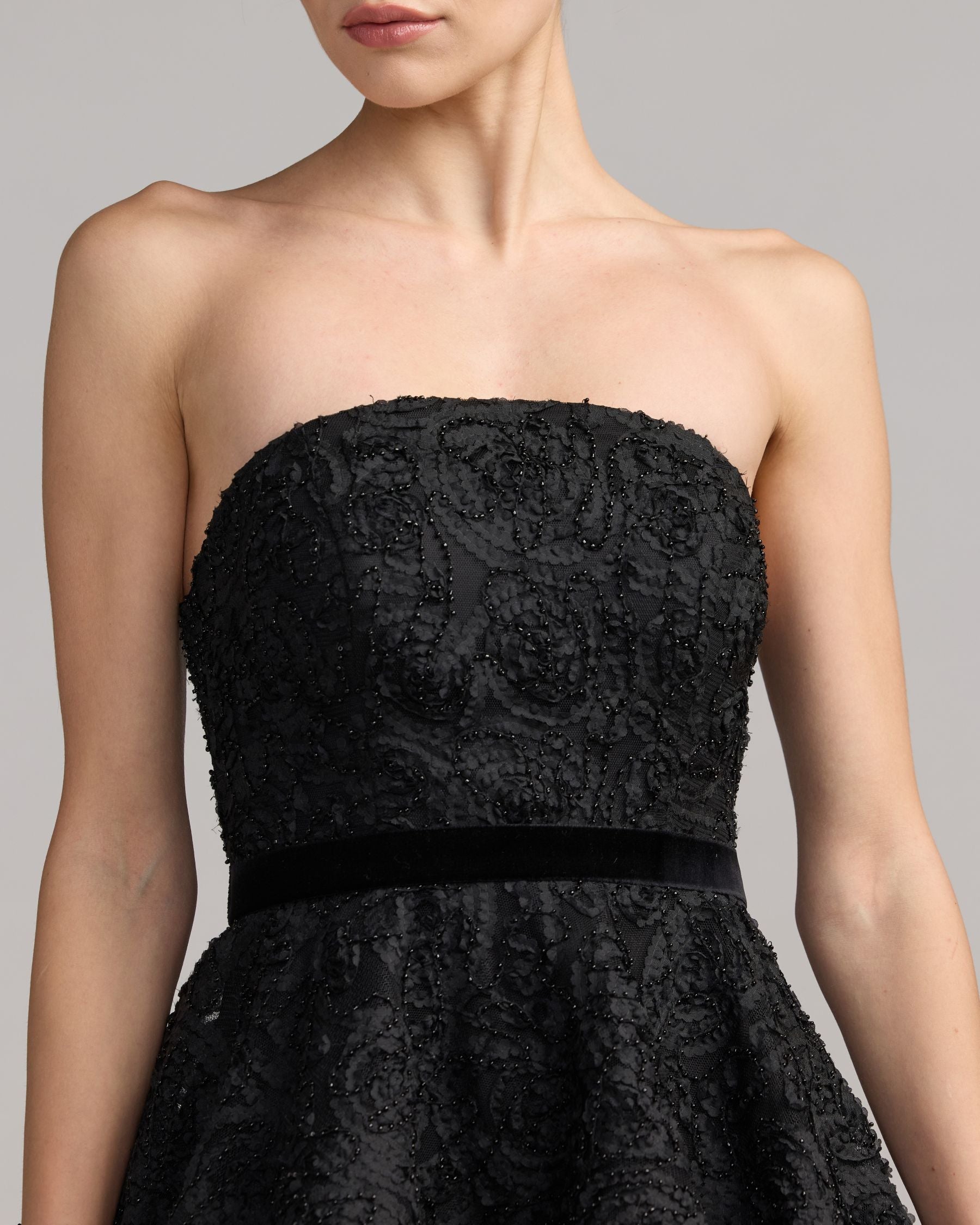 Black Strapless Bubble Hem Mini Dress Mac Duggal