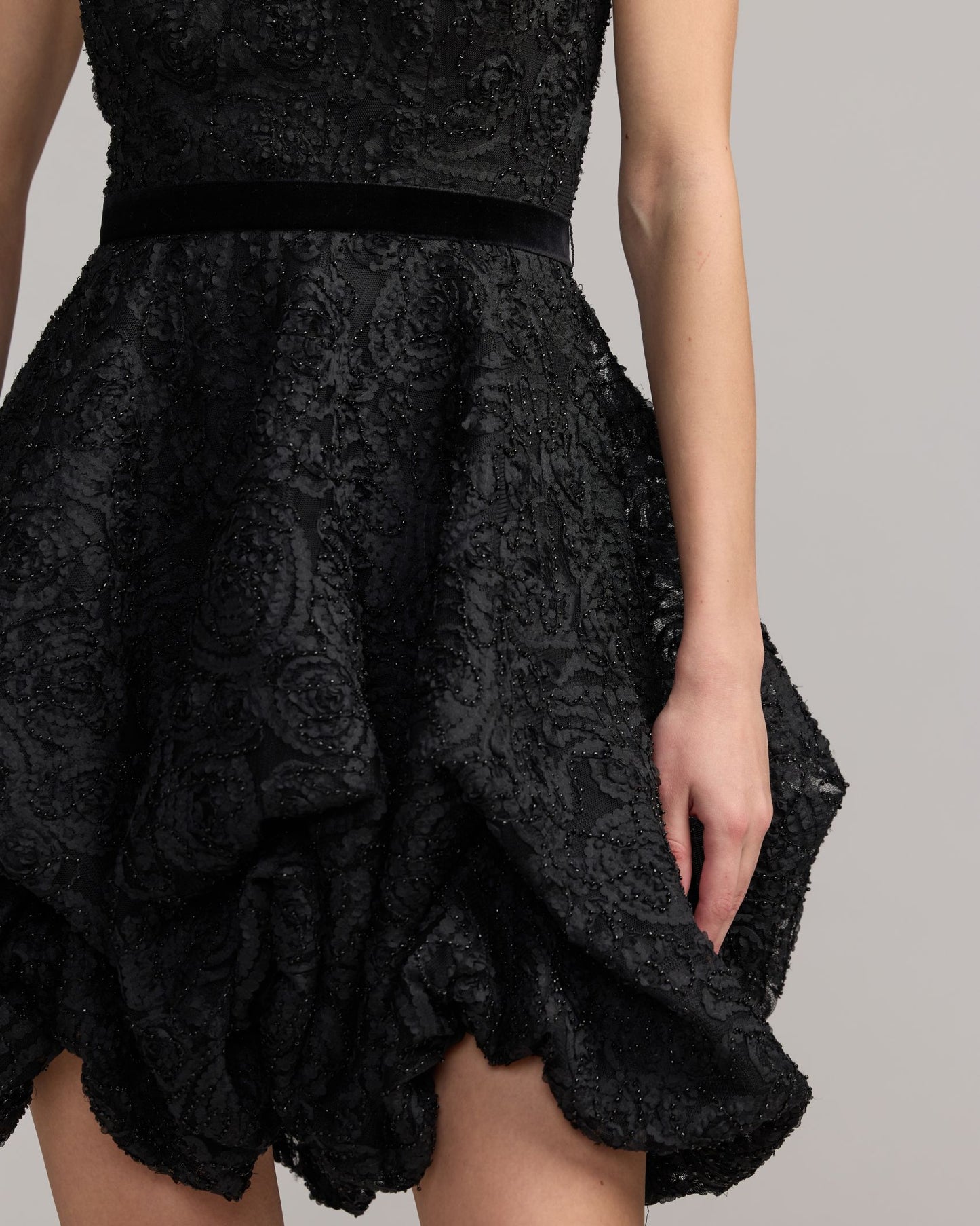 Black Strapless Bubble Hem Mini Dress Mac Duggal