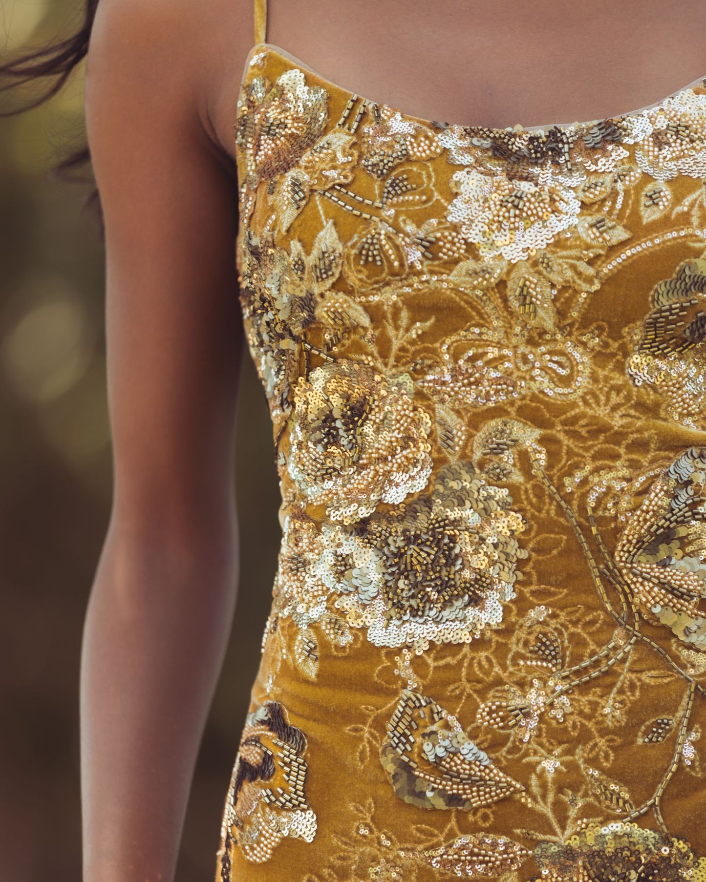 Gold Embellished Fringe Hem Velvet Mini Dress - Mac Duggal