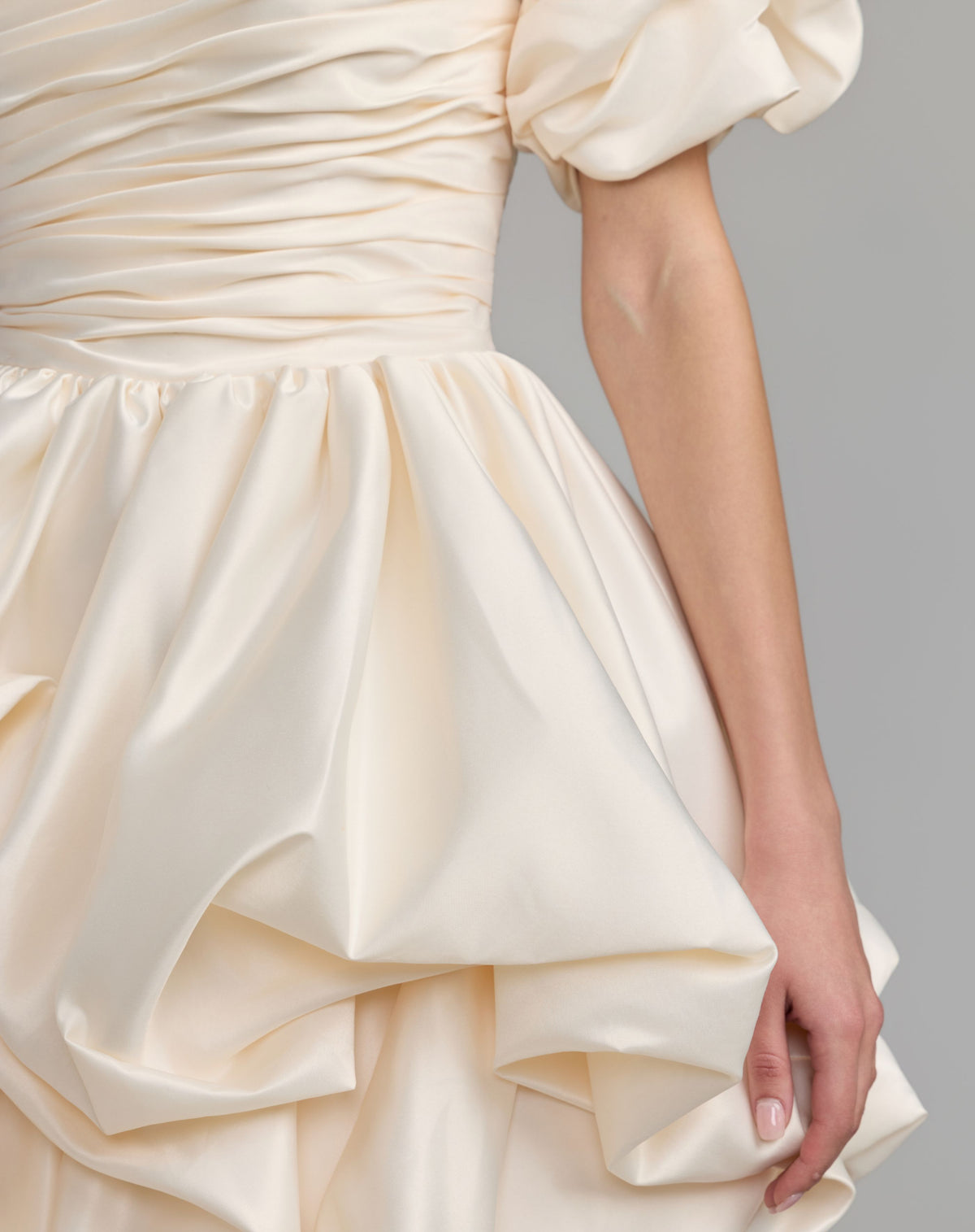 Ivory One Sleeve Bubble Hem Mini Dress - Ieena for Mac Duggal