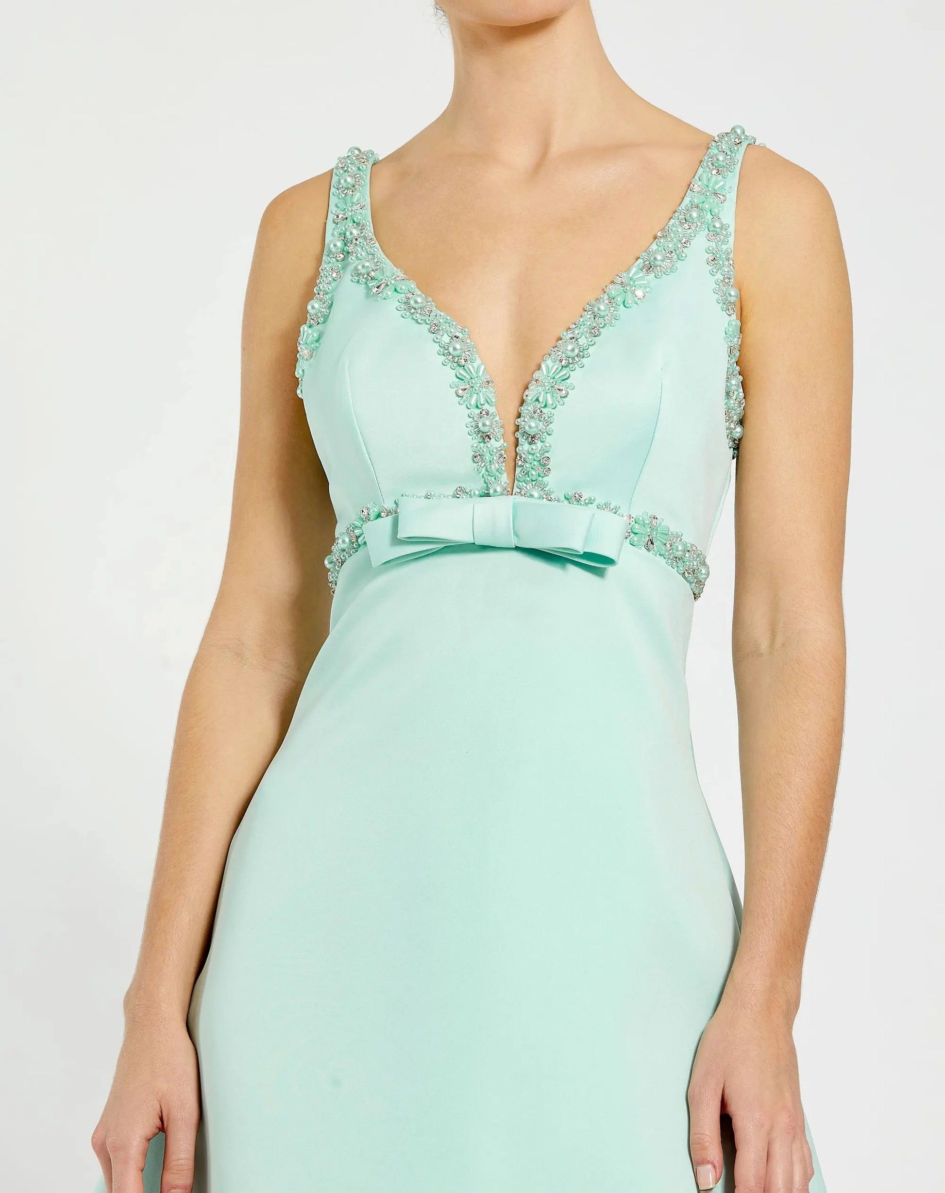 Green Hand Beaded Detail A-Line Mini Dress | Mac Duggal Green Hand Beaded Detail A-Line Mini Dress | Mac Duggal