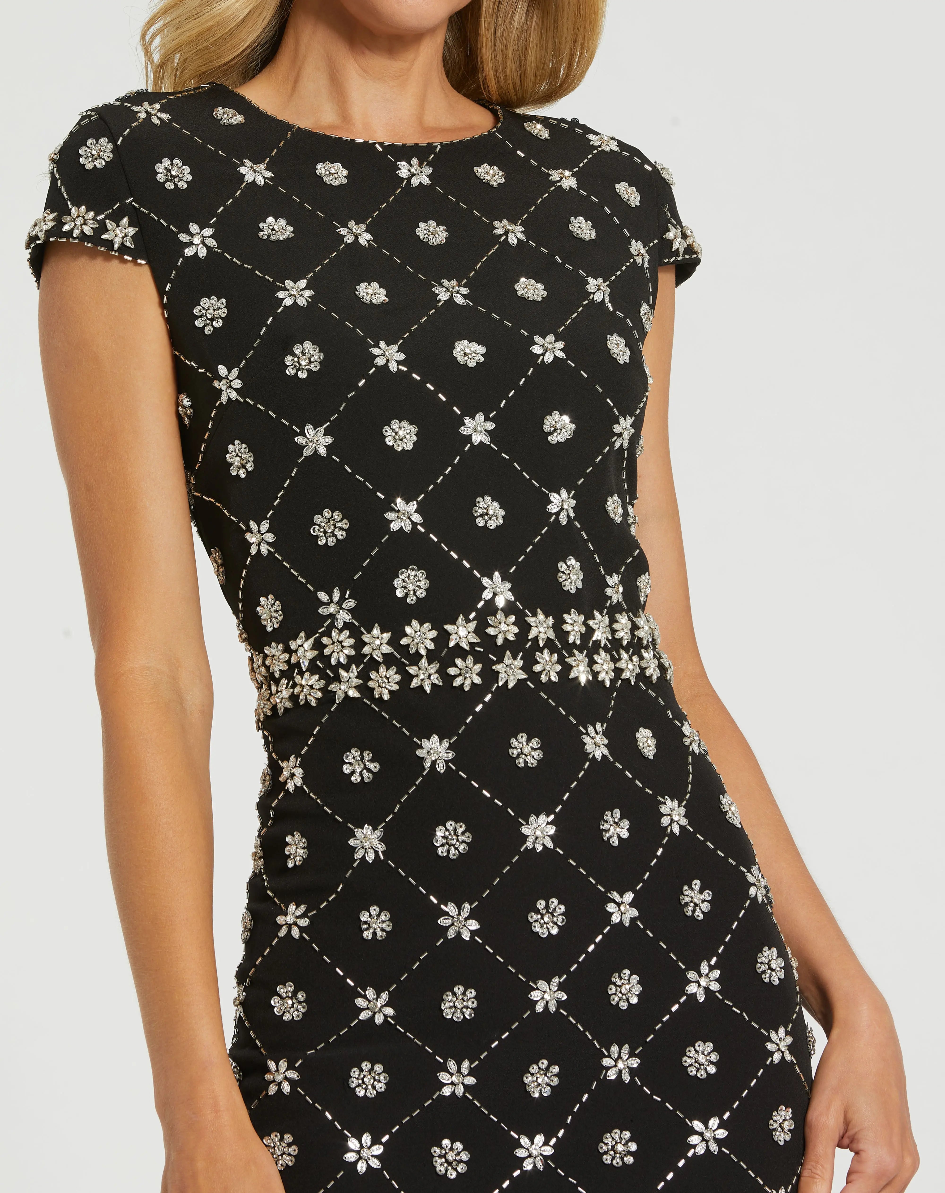 Black Hand Embellished High Neck Midi Dress Mac Duggal