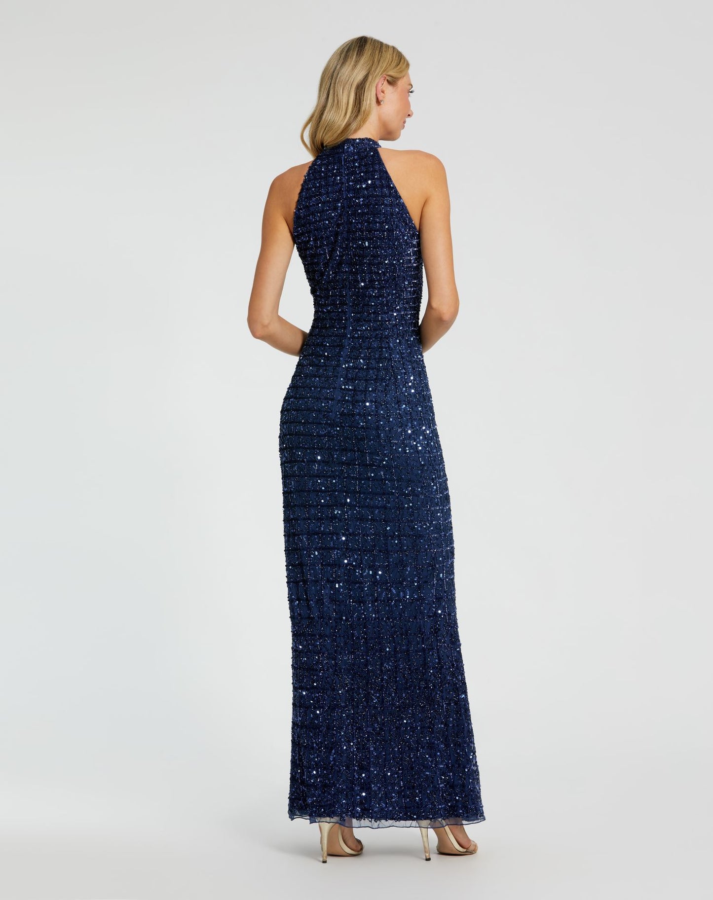 Embellished Halter Neck Keyhole Gown