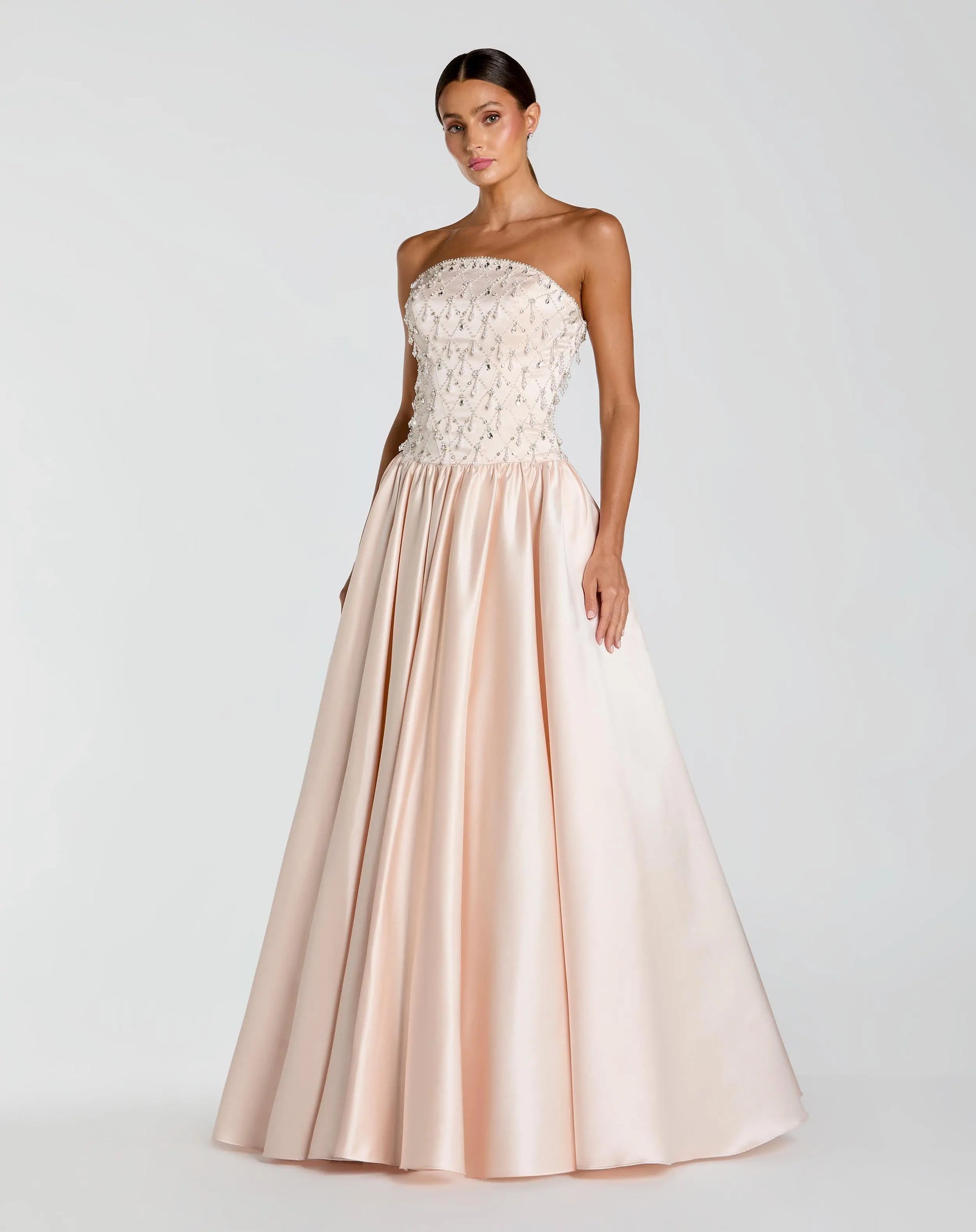Light Pink Embellished Strapless Ball Gown | Mac Duggal Light Pink Embellished Strapless Ball Gown | Mac Duggal