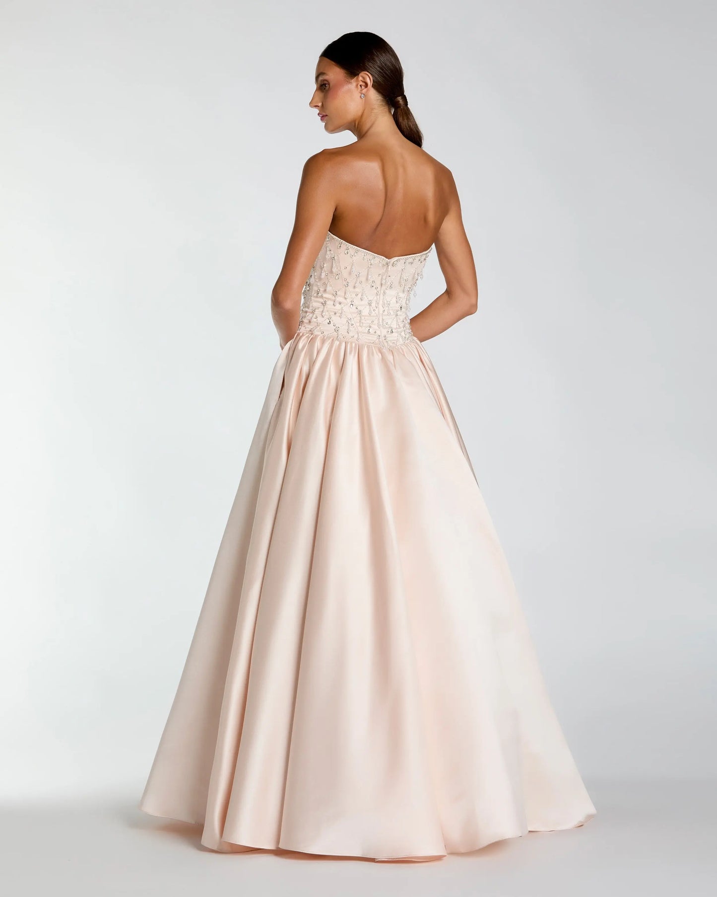 Light Pink Embellished Strapless Ball Gown Mac Duggal