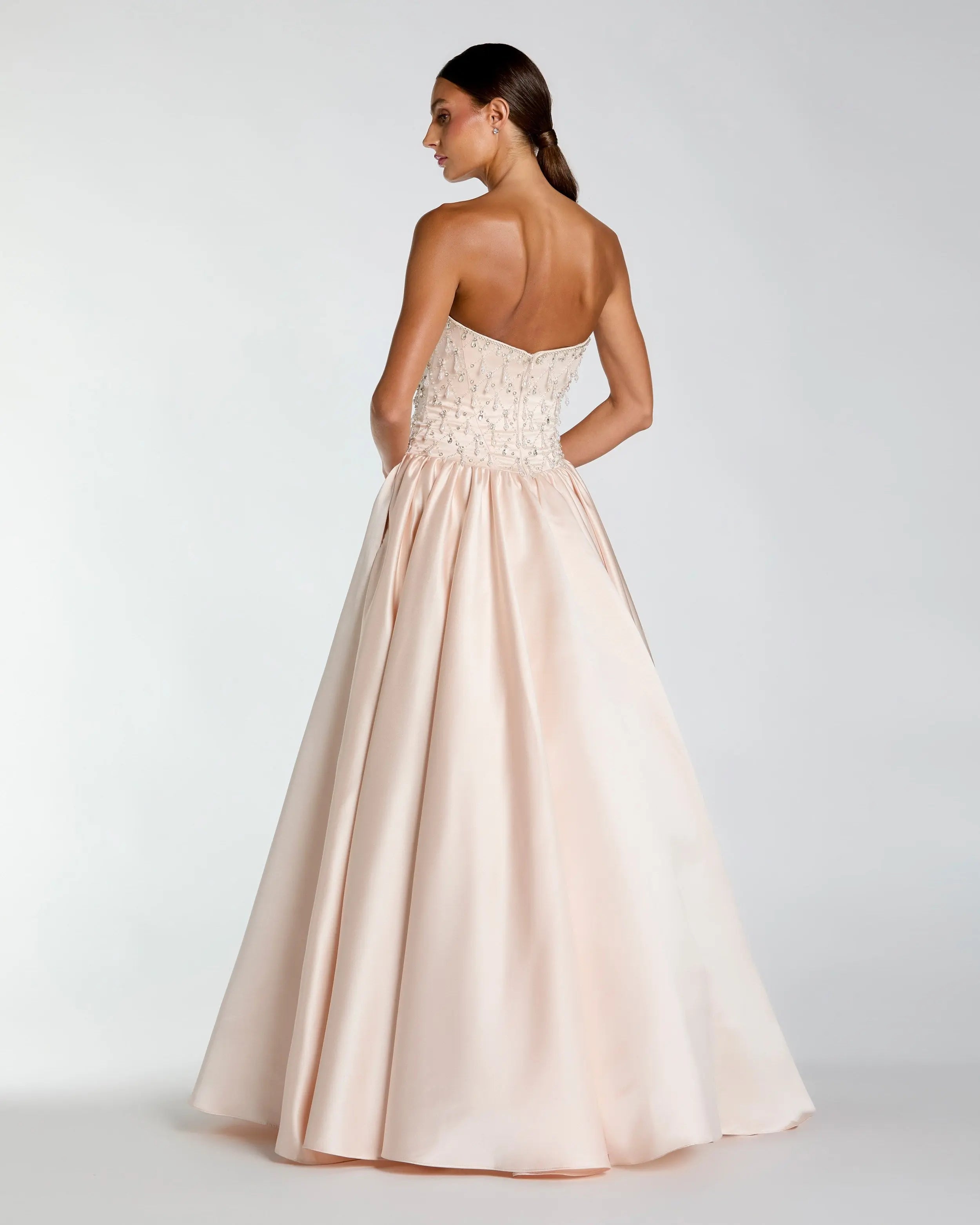 Light Pink Embellished Strapless Ball Gown Mac Duggal