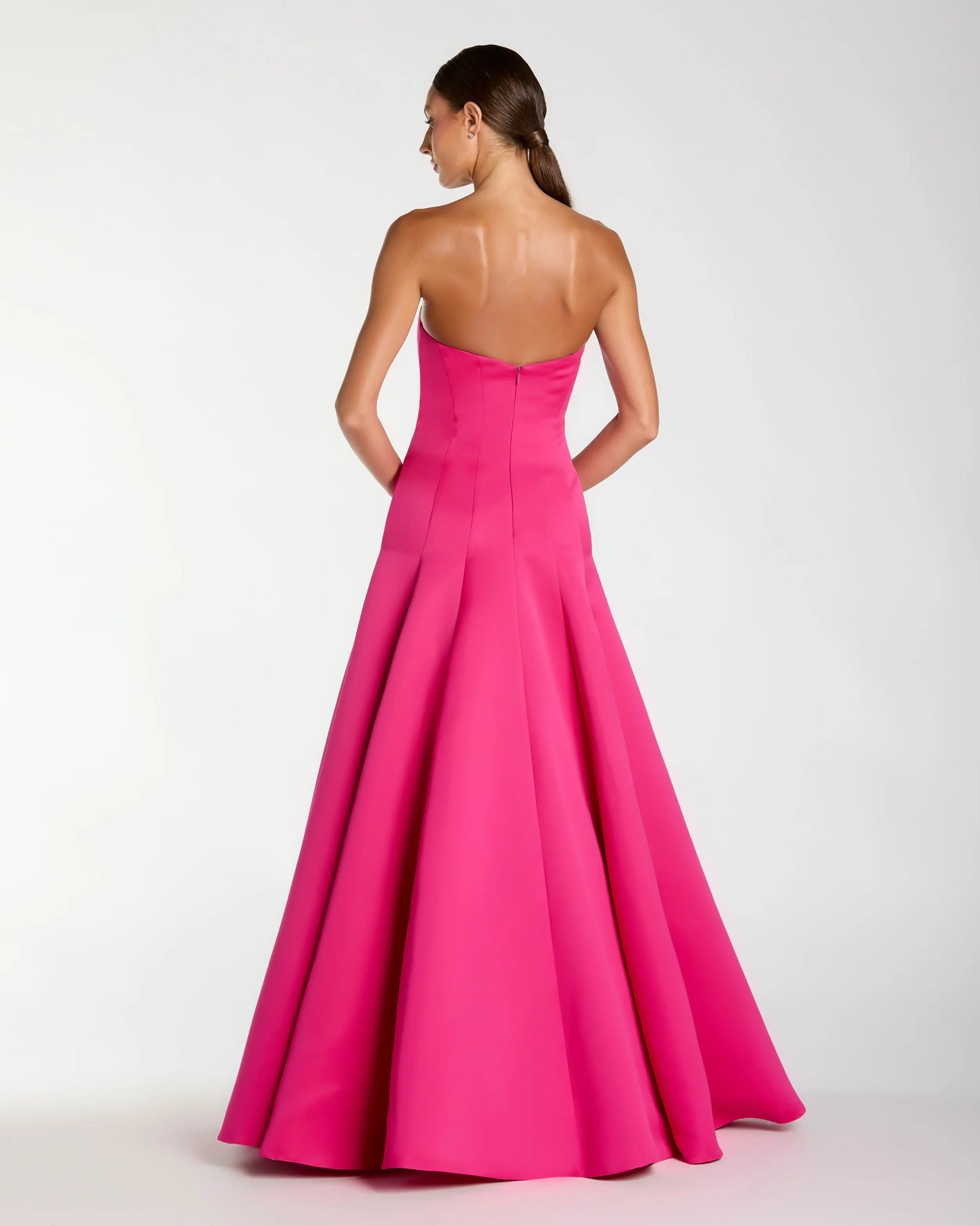 Pink Strapless Rosette Corset Ball Gown | Mac Duggal Pink Strapless Rosette Corset Ball Gown | Mac Duggal