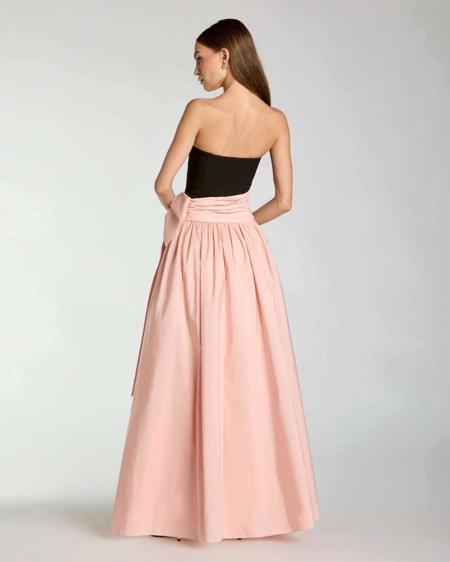 Black Pink Strapless Gown with Oversized Bow Ieena for Mac Duggal