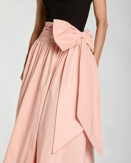 Black Pink Strapless Gown with Oversized Bow Ieena for Mac Duggal