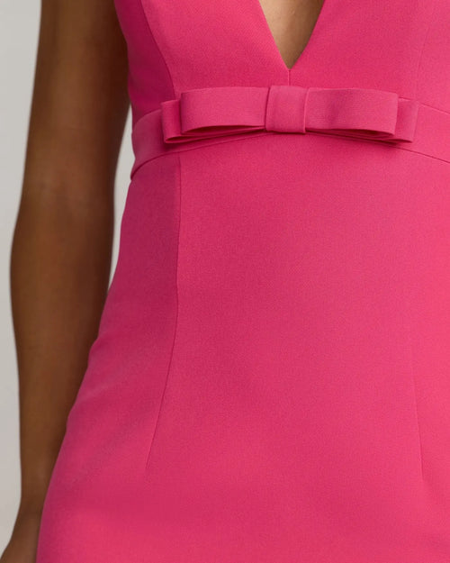 Pink Crepe V-Neck Mermaid Gown with Bow Ieena for Mac Duggal